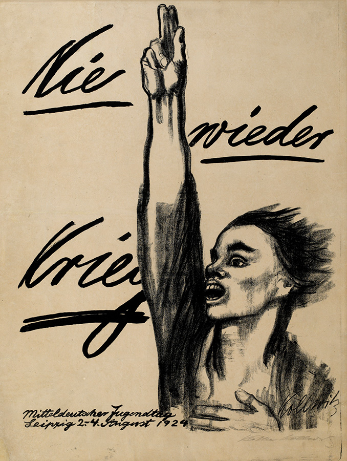 Käthe Kollwitz, Never Again War, 1924, chalk and brush lithograph, poster for the Central German Youth Day in Leipzig on 2-4 August 1924, Kn 205 IIIb, Cologne Kollwitz Collection © Käthe Kollwitz Museum Köln