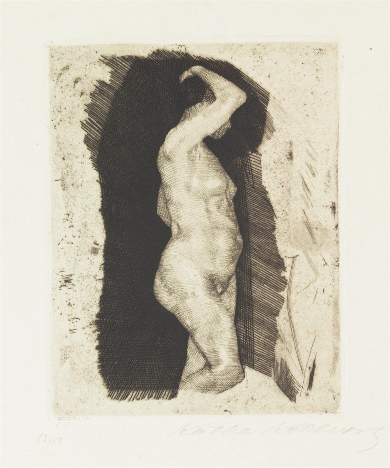 Käthe Kollwitz, Standing Female Nude, 1900, line etching and drypoint on copperplate paper, Kn 50 II c, Cologne Kollwitz Collection © Käthe Kollwitz Museum Köln
