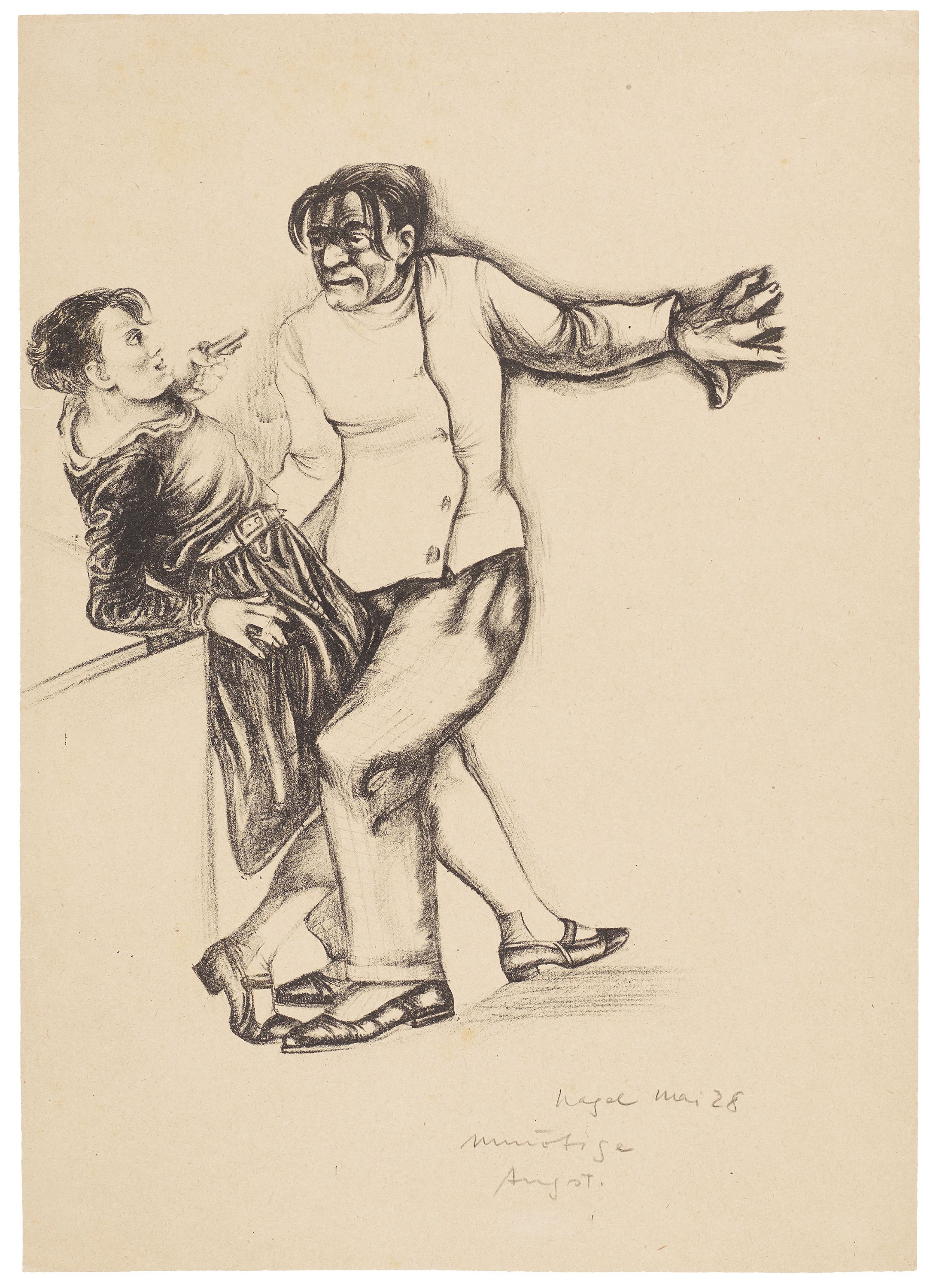 Hanna Nagel (1907–1975), Unnötige Angst, 1928, Lithografie, 427 × 305 mm, Kunsthalle Mannheim, Schenkung Irene Fischer-Nagel © VG Bild-Kunst, Bonn 2026