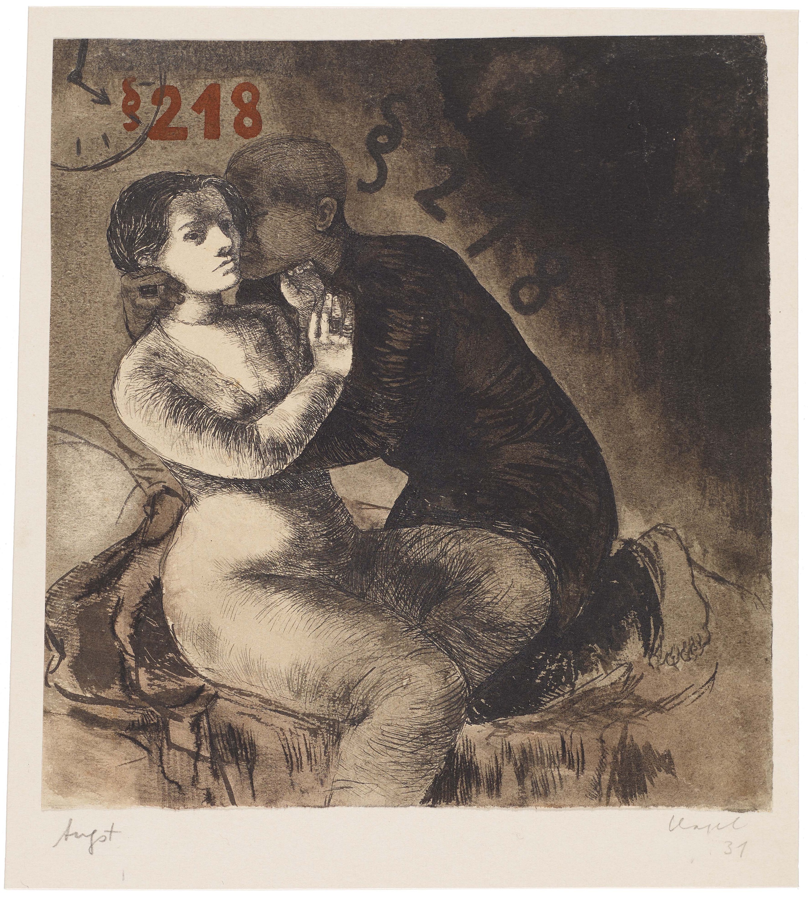 Hanna Nagel (1907–1975), Angst, 1931, Feder, Tusche, laviert, Aquarell, Gouache, 199 × 186 mm, Kunsthalle Mannheim, Schenkung Irene Fischer-Nagel © VG Bild-Kunst, Bonn 2026