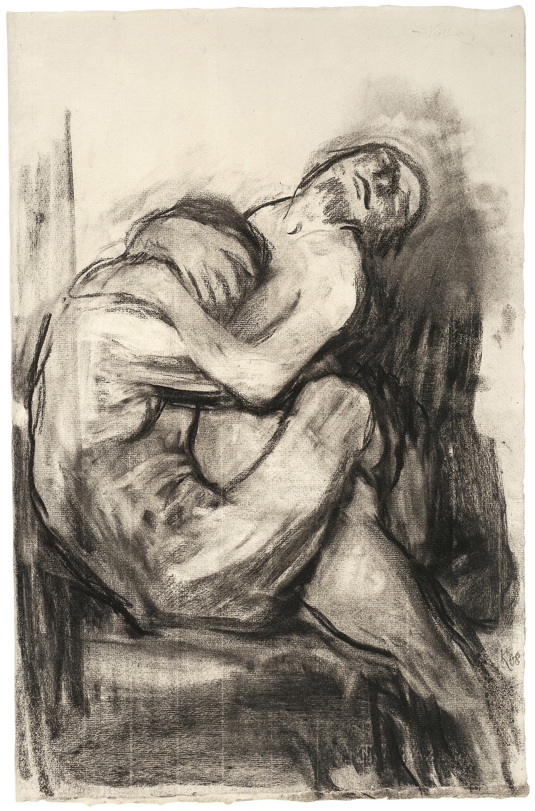 Käthe Kollwitz, Liebesszene I, um 1909/10, Kohle auf Ingres-Bütten, gewischt, 620 x 488 mm, NT 561, Kollwitz Museum Köln, Inv. Nr. 70200/84007.