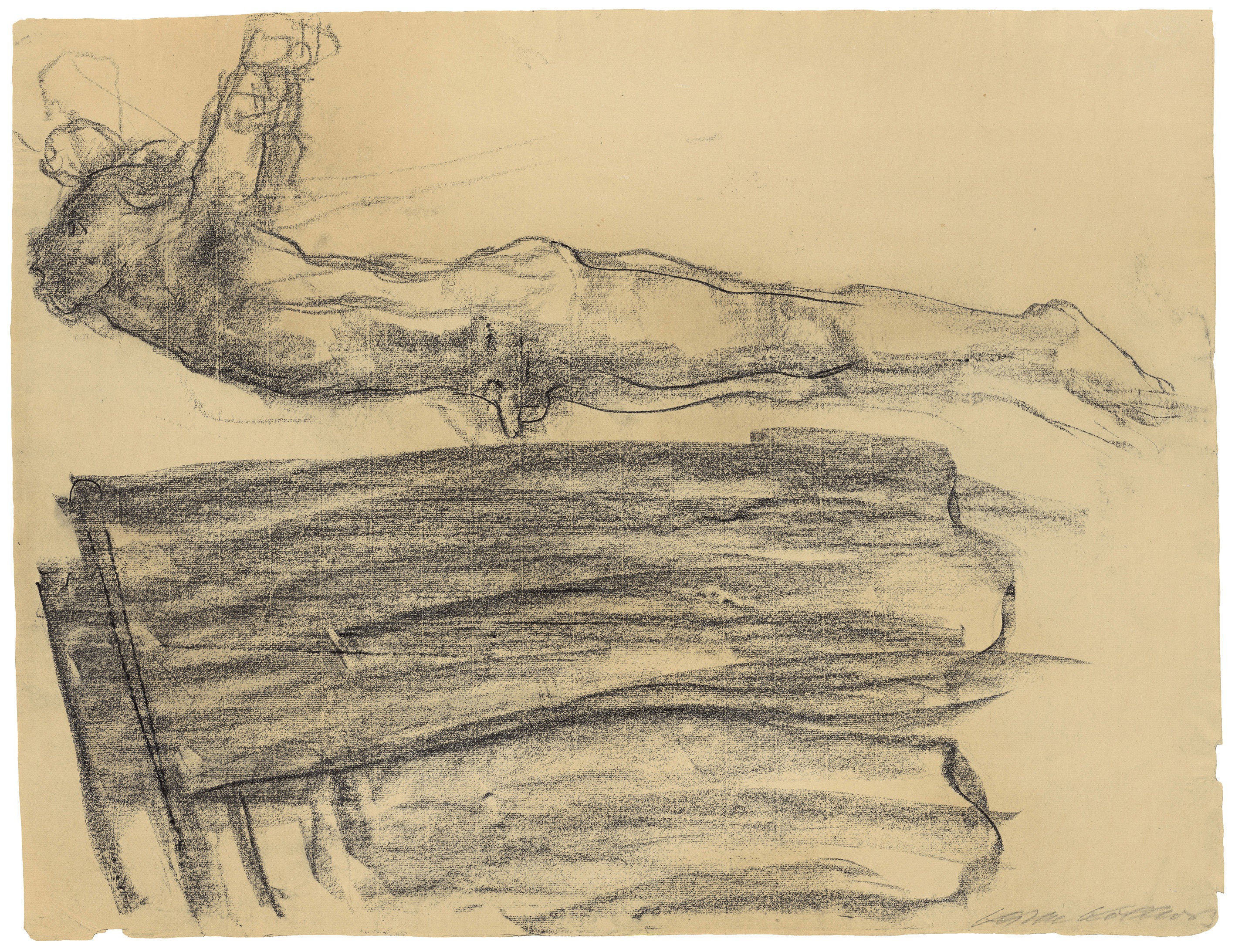 Käthe Kollwitz, Fahnen, 1925, Kohle auf Ingres-Bütten, 465 x 603 mm, NT 1090, Kollwitz Museum Köln, Inv. Nr. 70200/84017.