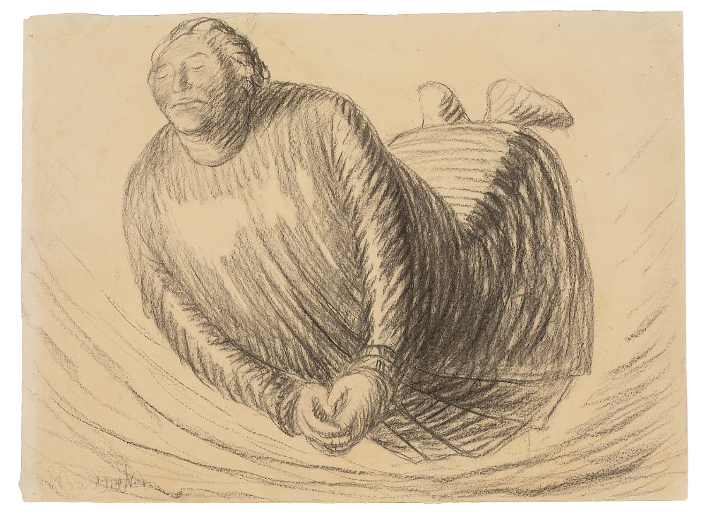 Ernst Barlach, Floating Man, 1912, charcoal on drawing paper, 265 x 390 mm, WL 1203, Ernst Barlach Haus, Hamburg 