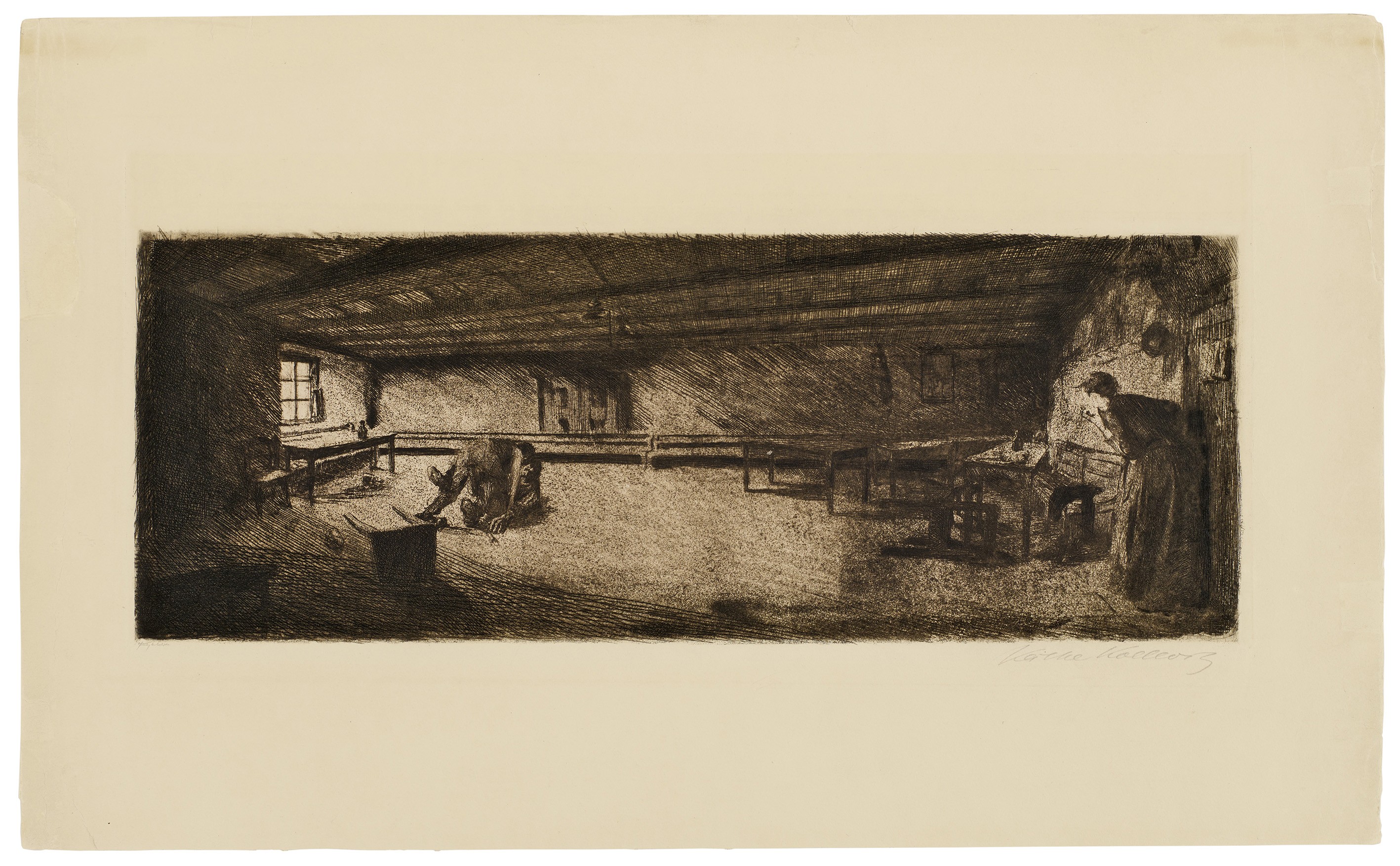 Käthe Kollwitz, scene from Germinal, 1893, line etching, dry-point and emery, 239 x 528 mm, Kn 19 III b, Kollwitz Museum Köln, Inv. No. 70300/89006.