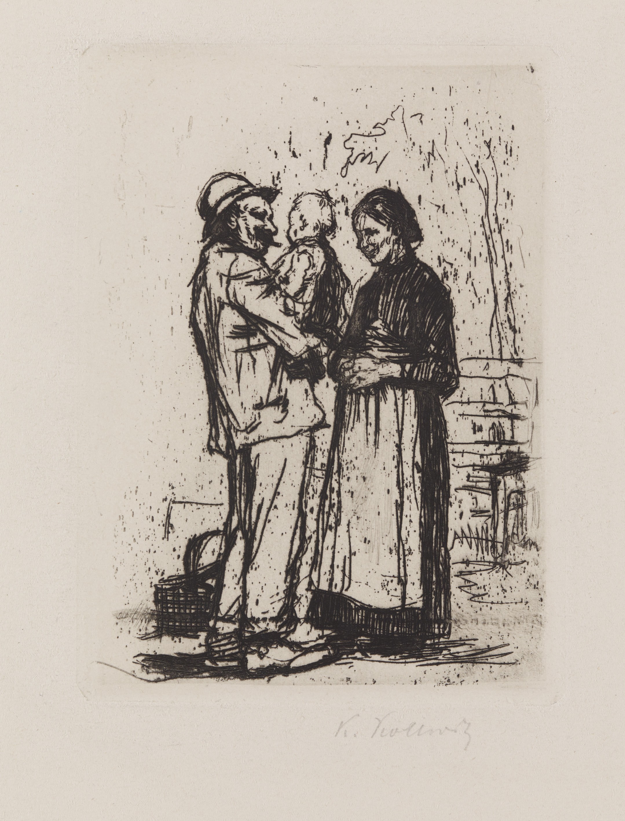 Käthe Kollwitz, Welcome, 1892, line etching and drypoint, 118 x 88 mm, Kn 13 I, Kollwitz Museum Köln, Inv. Nr. 70300/95013.