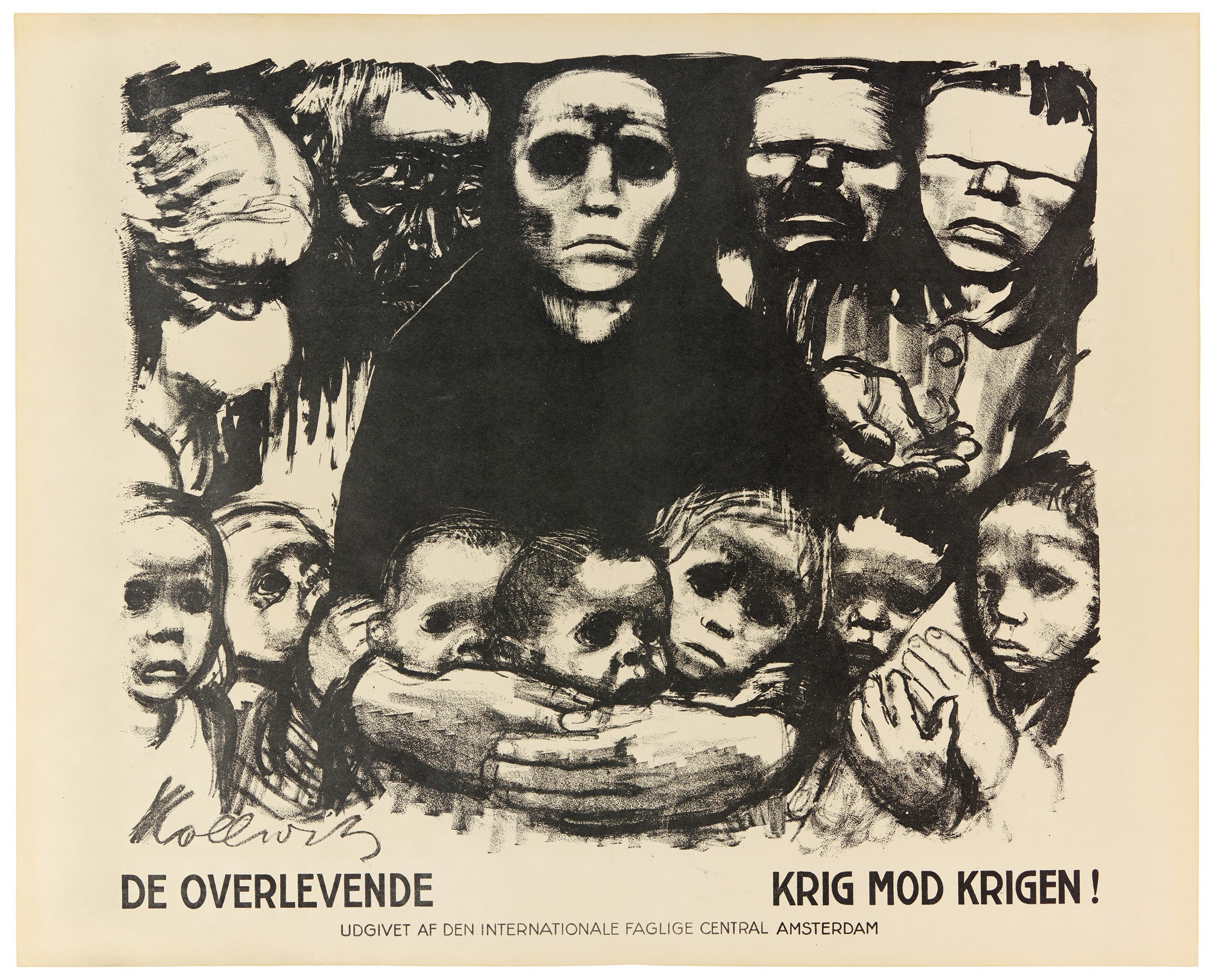 Käthe Kollwitz, Poster »The Survivors« in Danish, 1923, crayon and brush lithograph with scratch technique (transfer), 562 x 685 mm, Kn 197 II b 4, Kollwitz Museum Köln, Inv. No. 70300/86044.