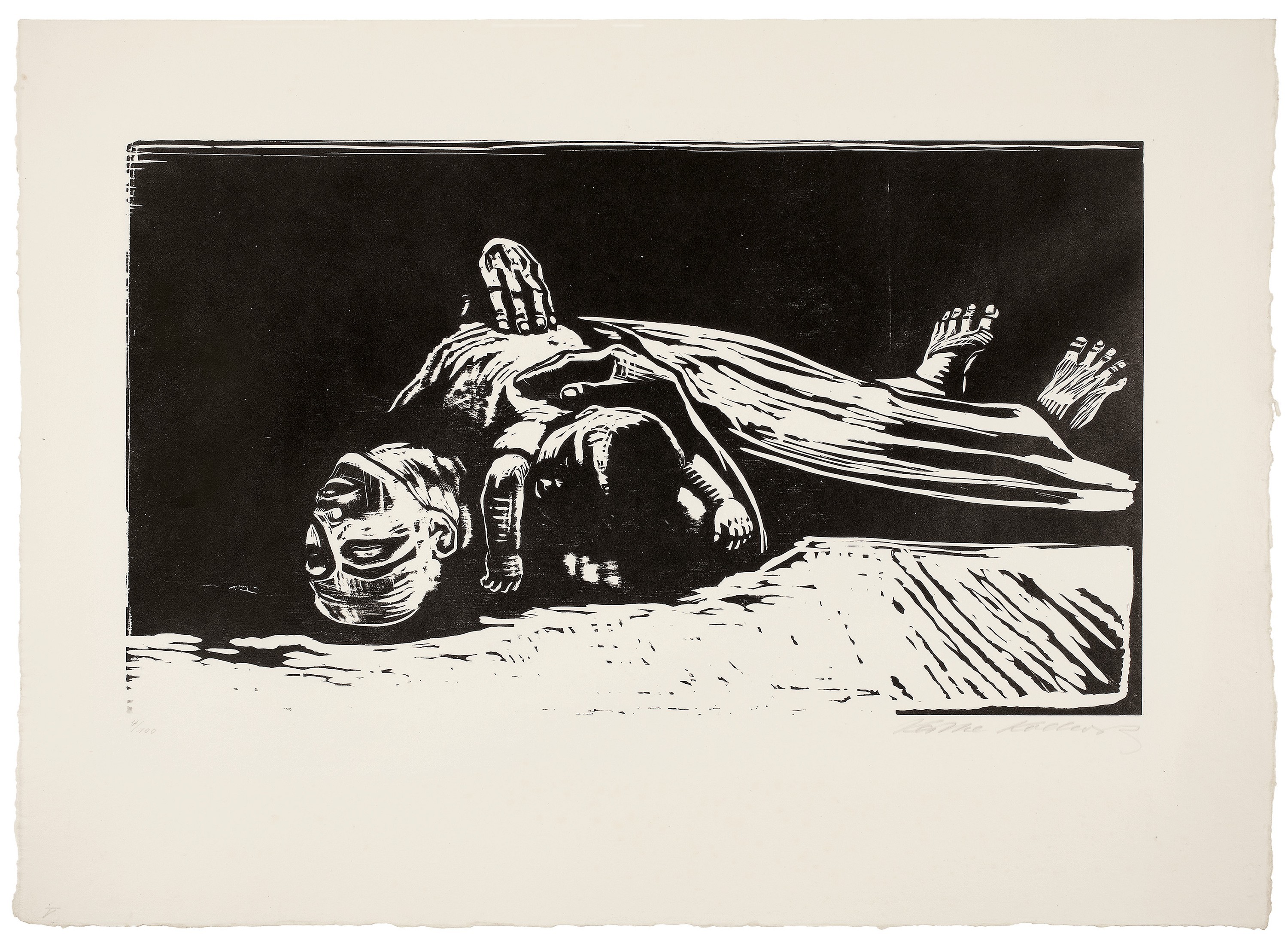 Käthe Kollwitz, Die Witwe II, Blatt 5 der Folge »Krieg«, 1922, Holzschnitt, 300 x 525 mm, Kn 178 VII b, Kollwitz Museum Köln, Inv. Nr. 70300/92015.