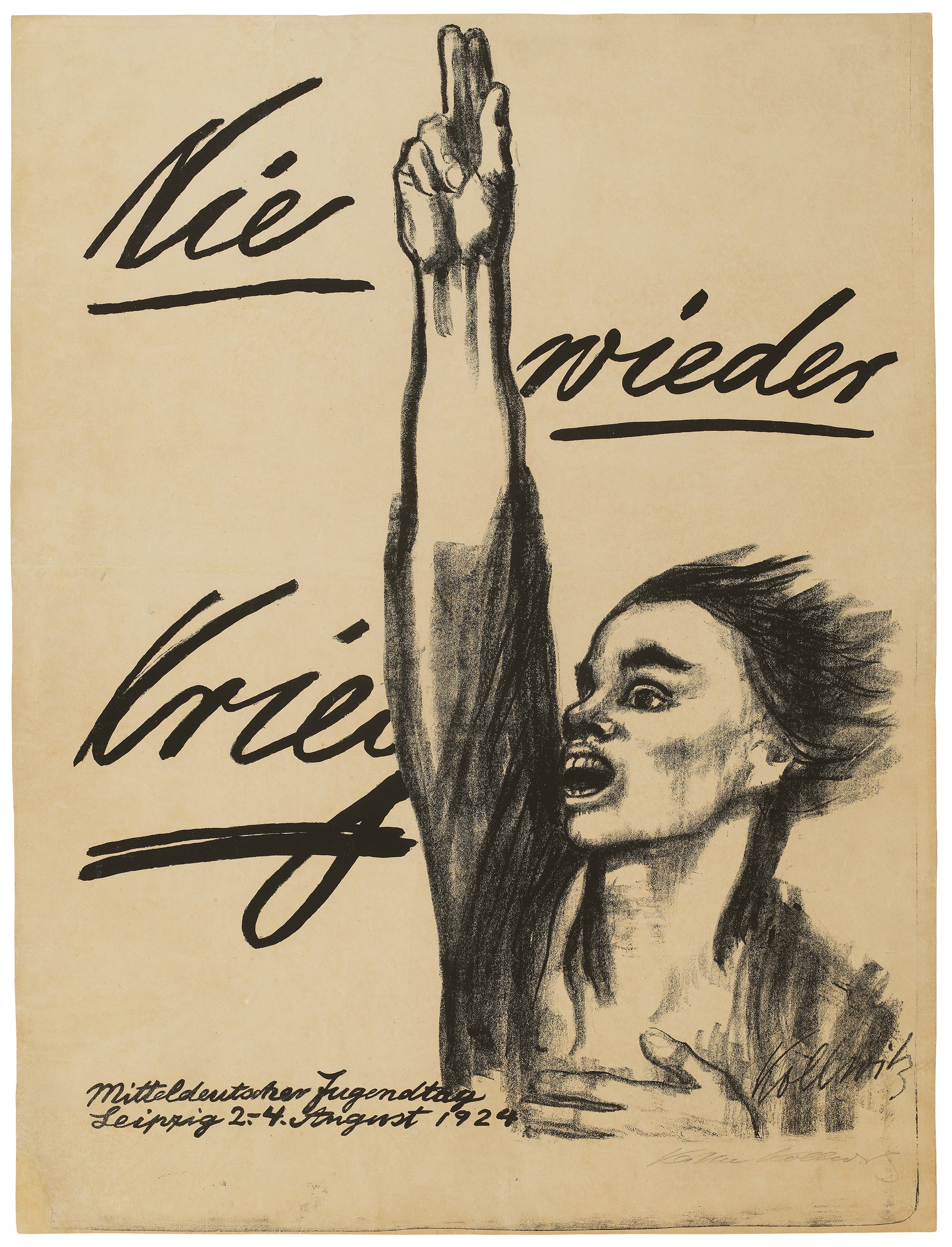 Käthe Kollwitz, Poster »Never Again War«, 1924, crayon and brush lithograph (transfer), 940 x 685 mm, Kn 205 III b, Kollwitz Museum Köln, Inv. Nr. 70300/88018.