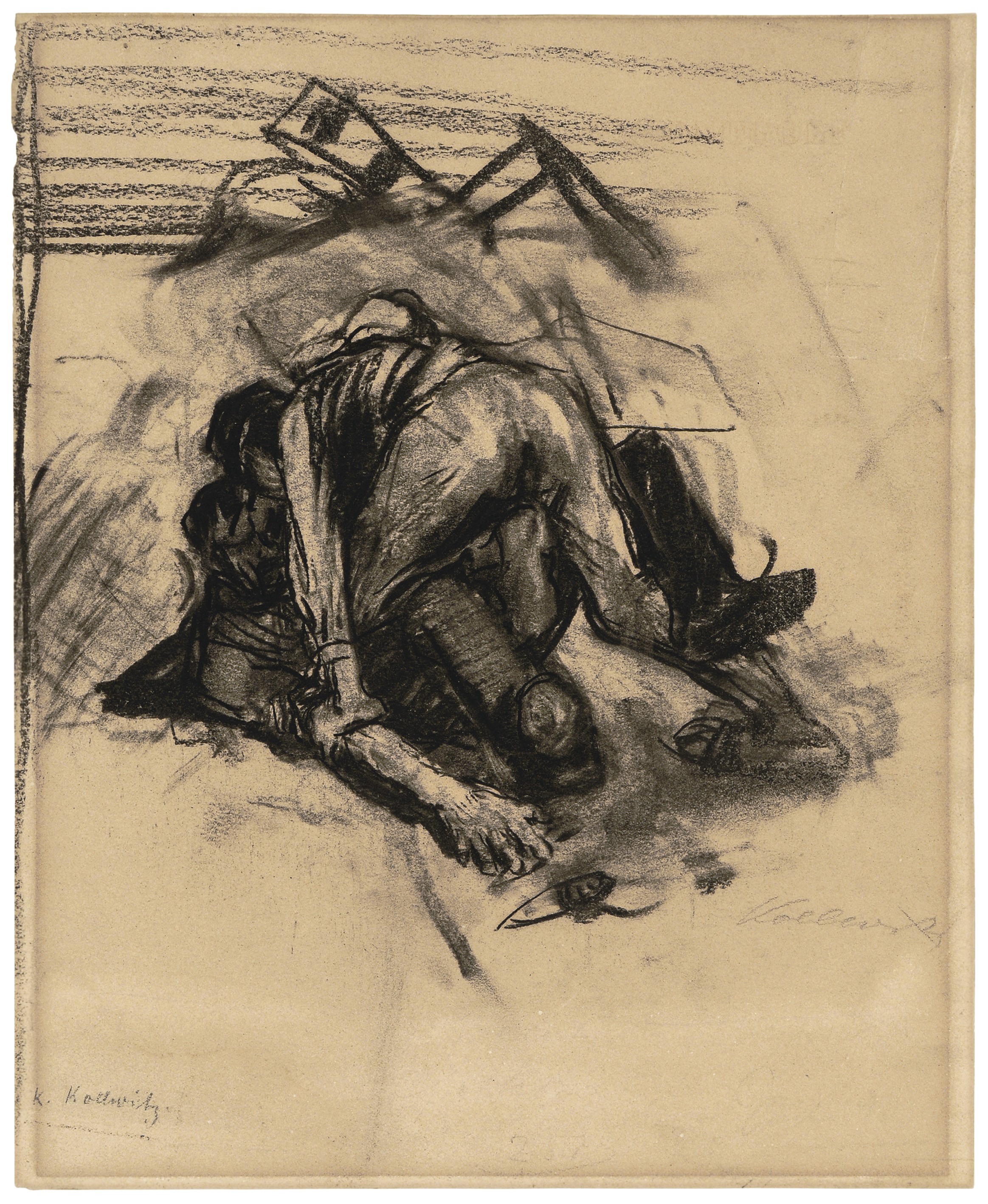Käthe Kollwitz, Study for »Scene from Germinal«, 1892/93, charcoal, 340 x 550 mm, NT (82a), Kollwitz Museum Köln, Inv. Nr. 70200/15006.