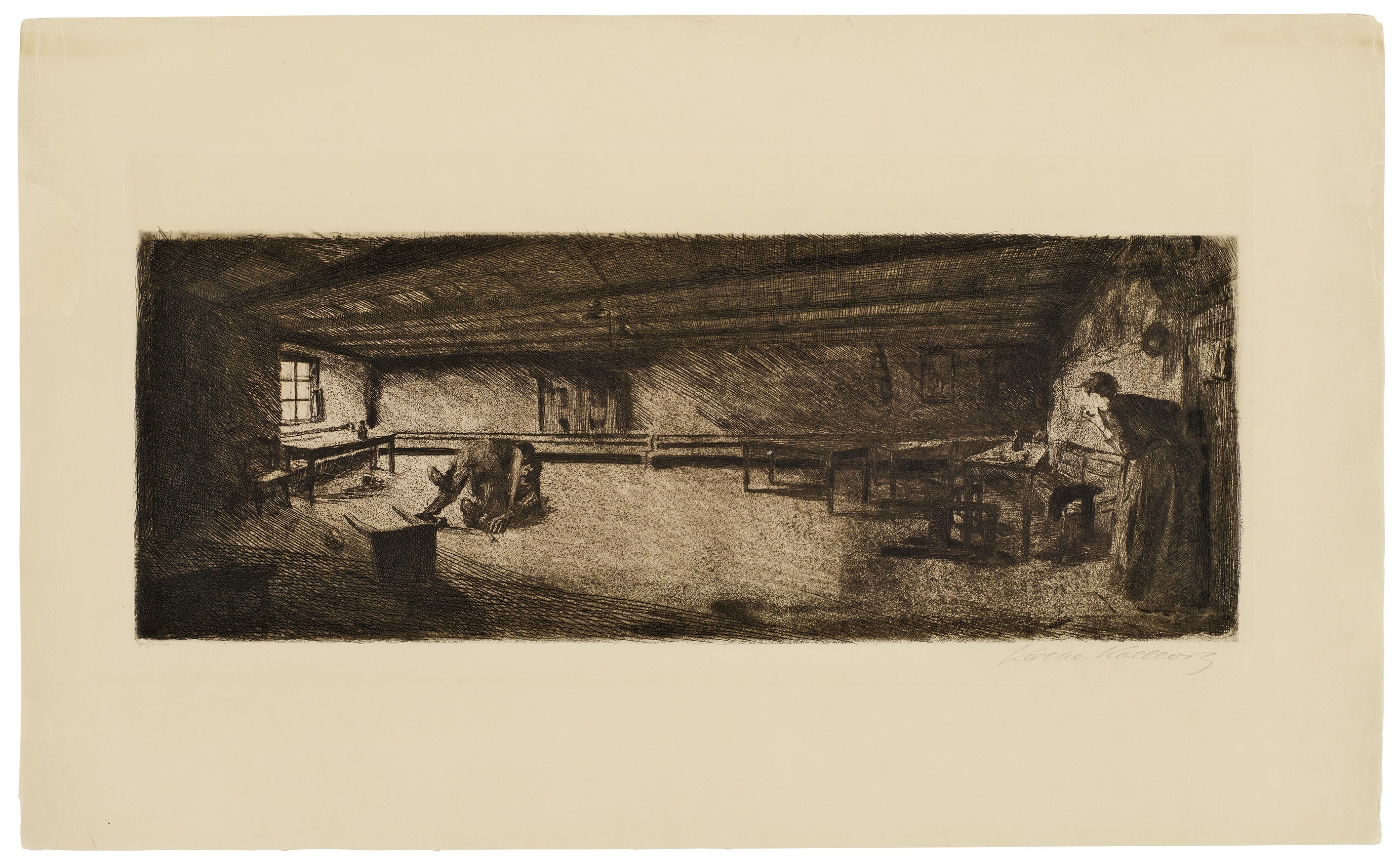 Käthe Kollwitz, Scene from »Germinal«, 1893, line etching, dry-point and emery, 239 x 528 mm, Kn 19 III b, Kollwitz Museum Köln, Inv. Nr. 70300/89006.