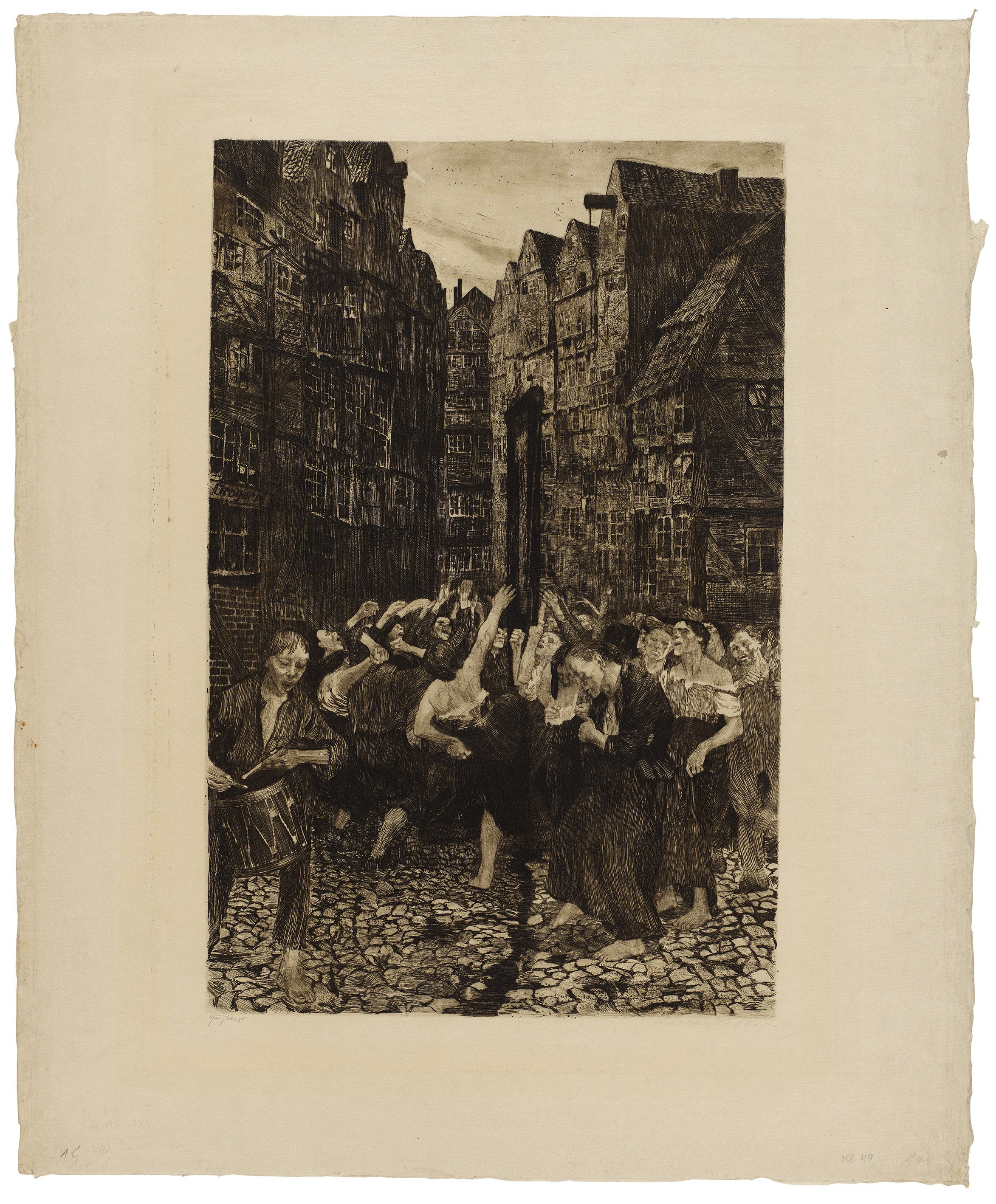 Käthe Kollwitz, The Carmagnole, 1901, line etching, drypoint, aquatint respectively brush etching and sandpaper, 588 x 412 mm, Kn 51 V b, Kollwitz Museum Köln, Inv. No. 70300/84011.