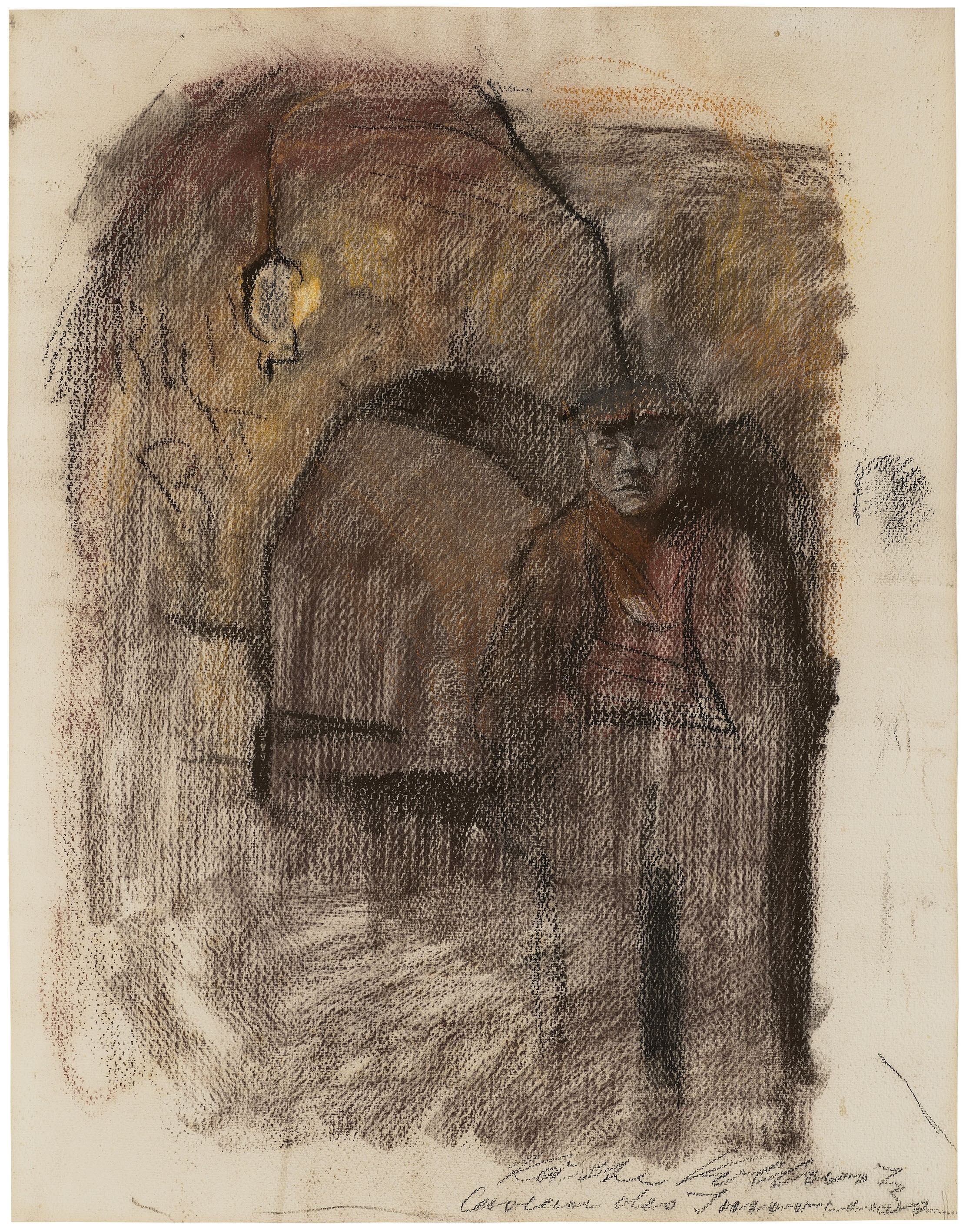 Käthe Kollwitz, Caveau des Innocents, 1904, coloured chalk on highly structured paper, 603 x 470 mm, NT 275 b, Kollwitz Museum Köln, Permanent loan from private collection