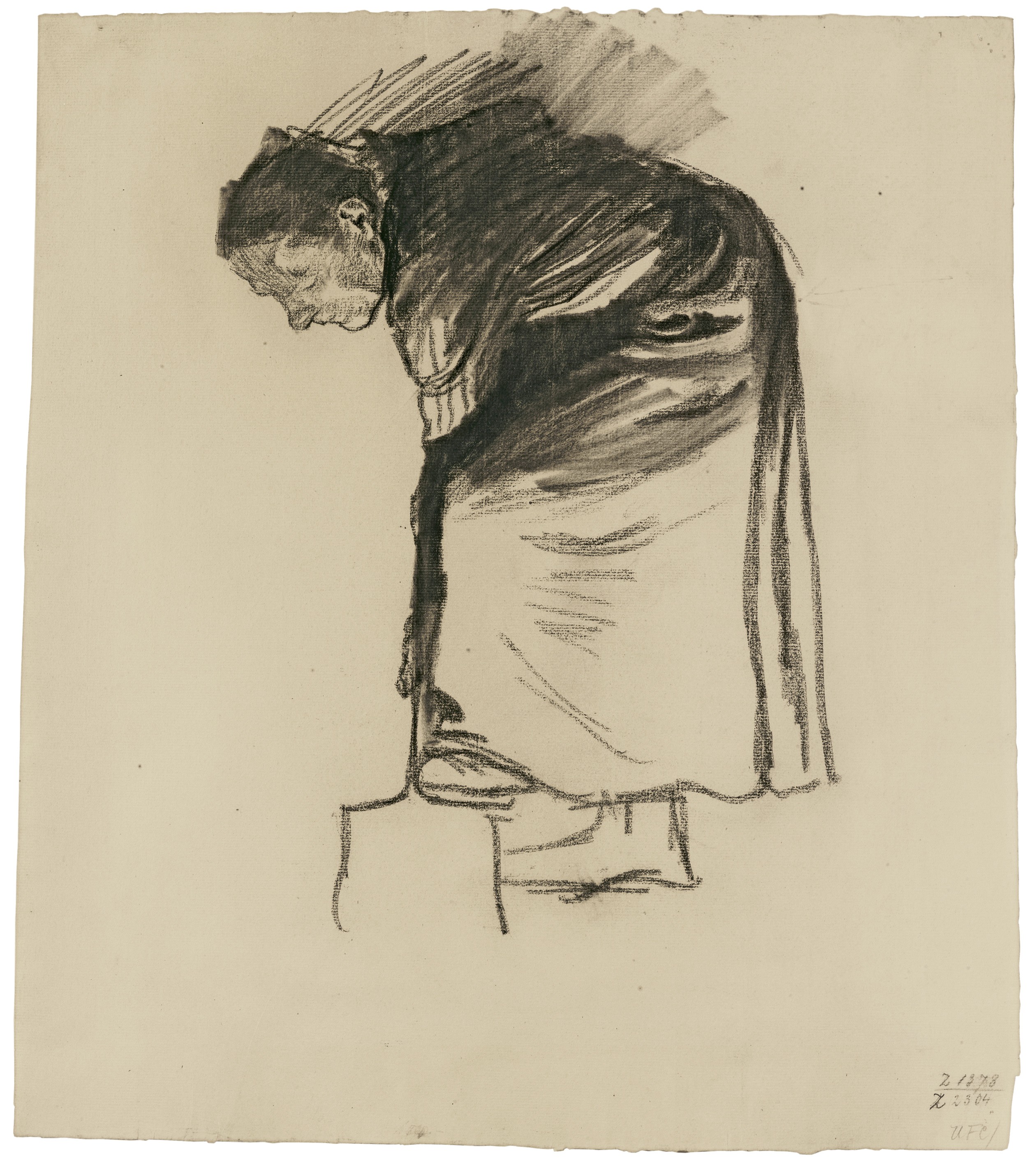Käthe Kollwitz, Woman digging, 1903, charcoal on Ingres paper, 474 x 407 mm, NT 254, Kollwitz Museum Köln, Inv. Nr. 70200/04009.