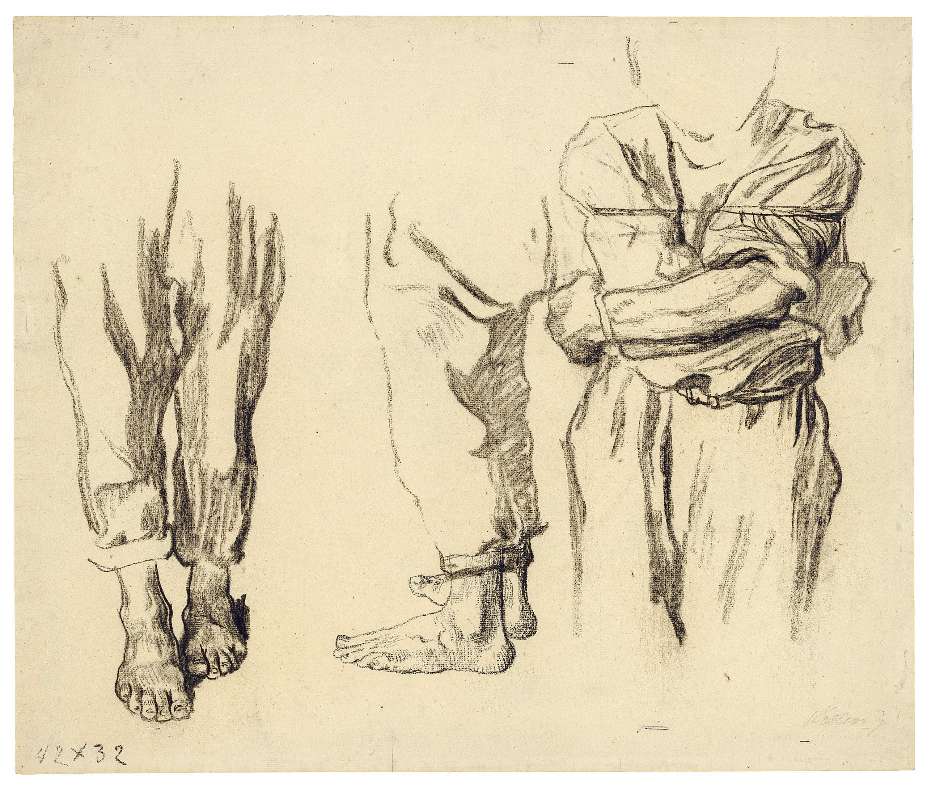 Käthe Kollwitz, Captured Peasants, 1908, charcoal on laid paper, 460 x 550 mm, NT 432, Kollwitz Museum Köln, Inv. Nr. 70200/96026.