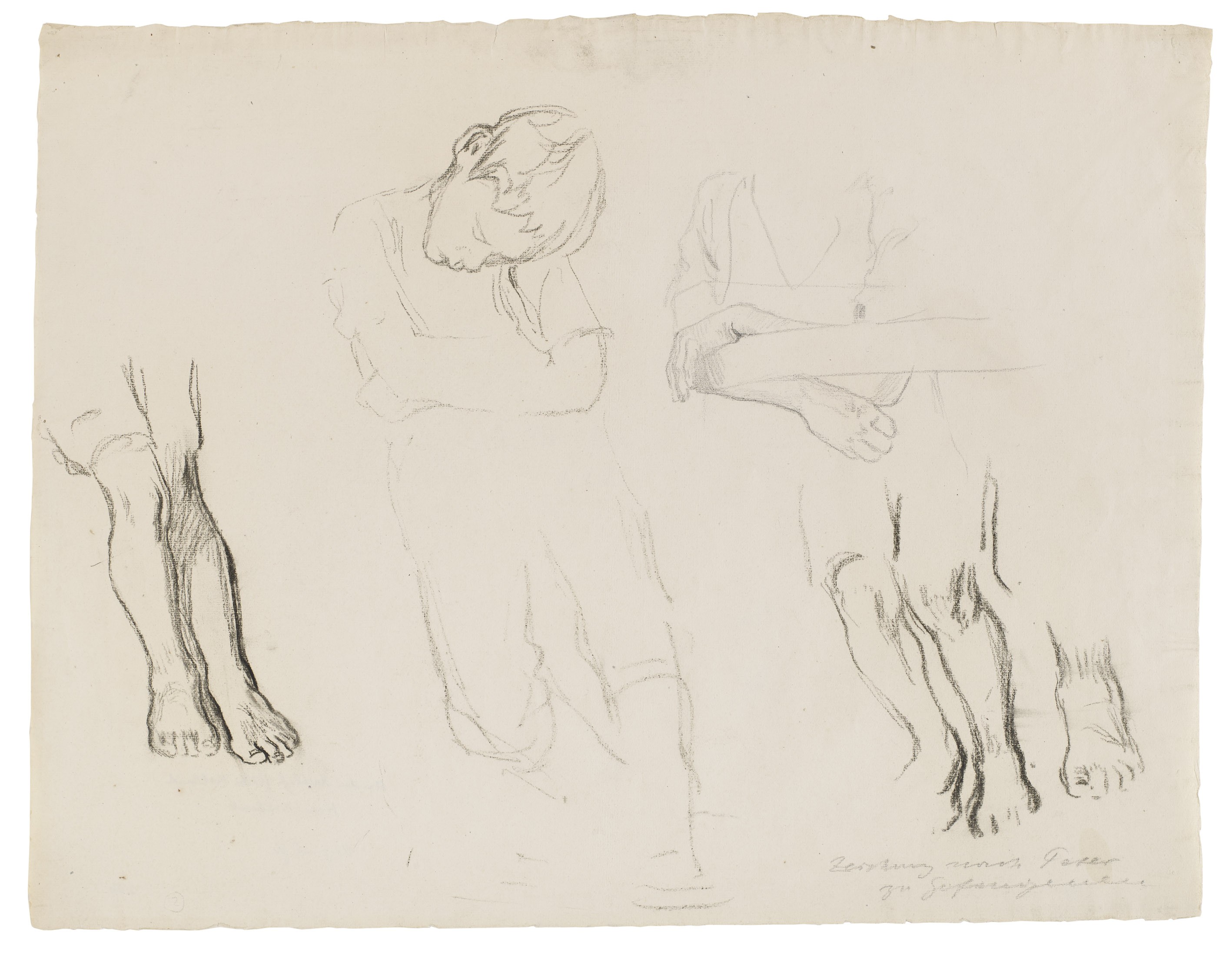 Käthe Kollwitz, drawing modelled on Peter for »The Prisoners«, 1908, charcoal on white Ingres paper, 480 x 620 mm, NT 436, Kollwitz Museum Köln, Inv. Nr. 70200/83016.