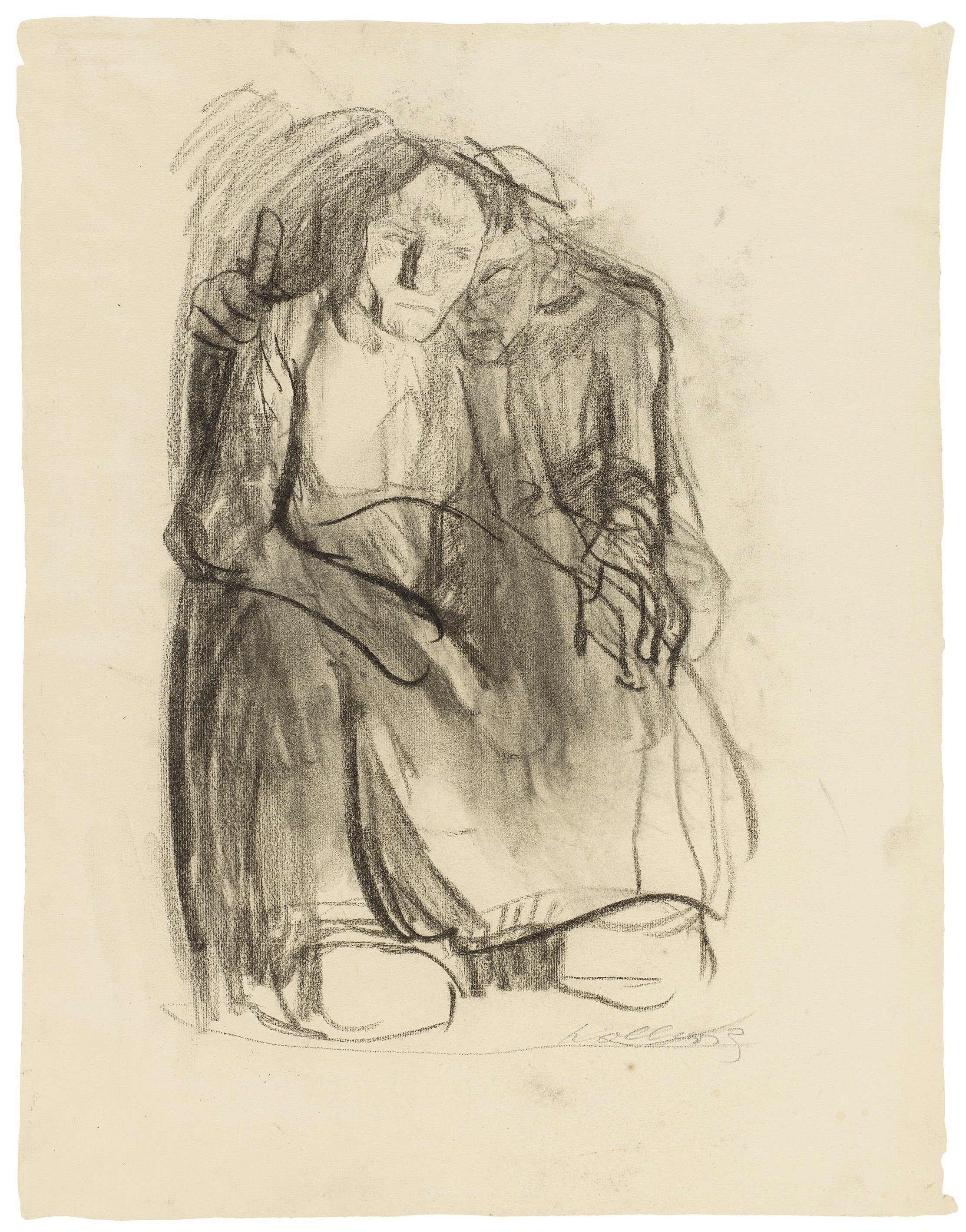 Käthe Kollwitz, Inspiration, 1904/05, charcoal on Ingres paper, 569 x 443 mm, NT 296, Kollwitz Museum Köln, Inv. Nr. 70200/84004.