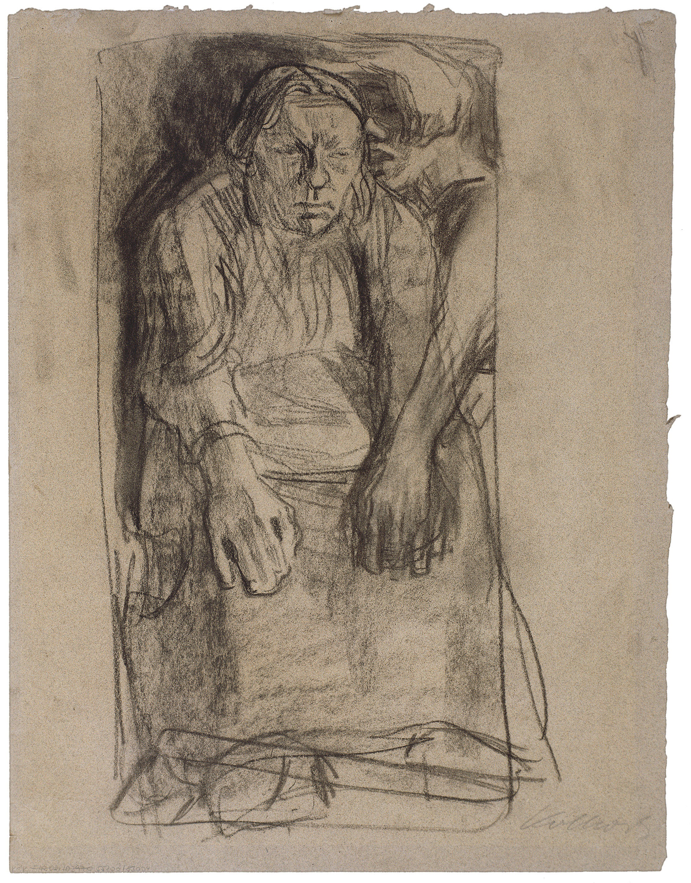 Käthe Kollwitz, Inspiration, 1904/05, black crayon, 565 x 440 mm, NT 297, Kollwitz Museum Köln, Inv. Nr. 70200/83004.