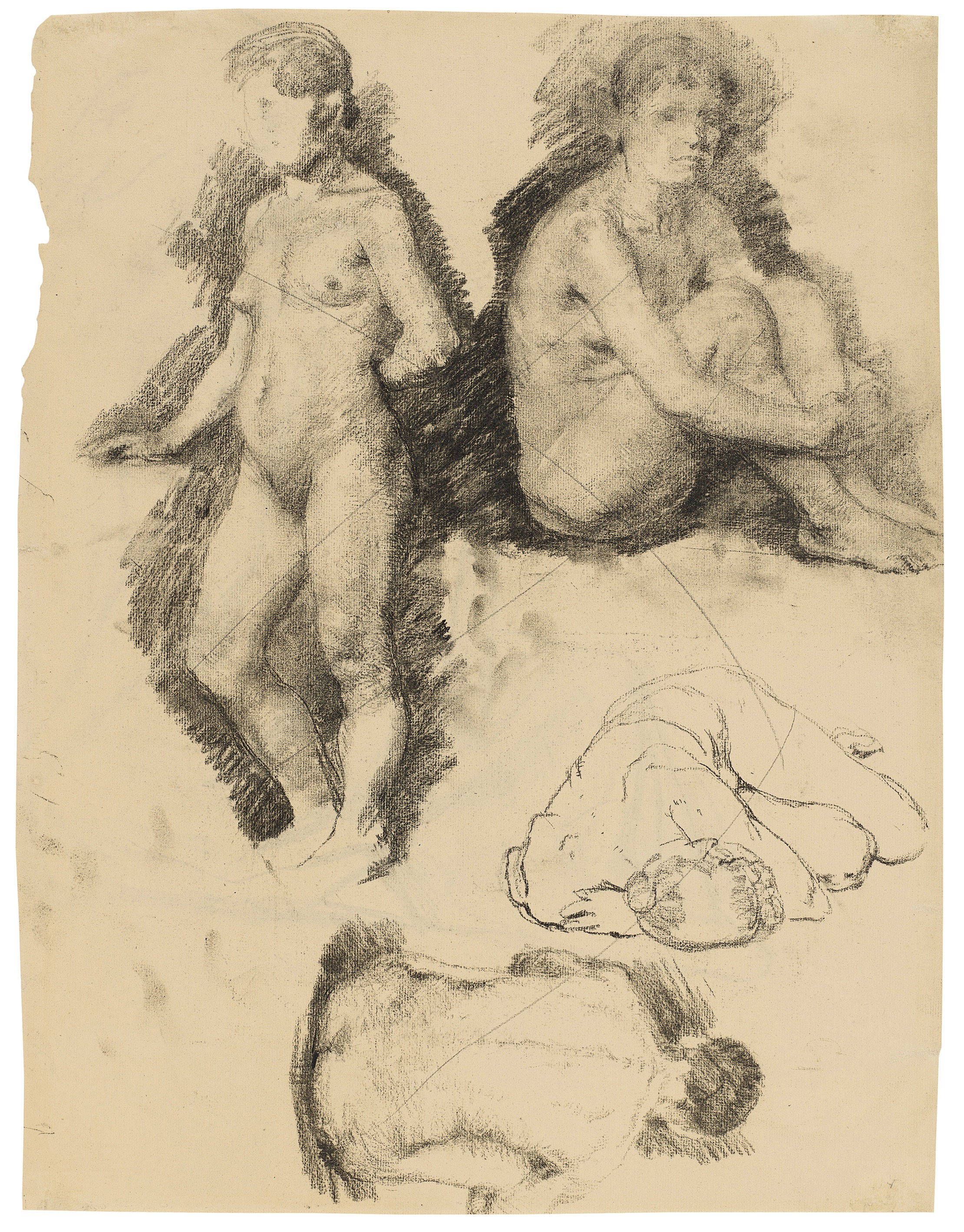 Käthe Kollwitz, Four Female Nudes, 1888/89, charcoal, 554 x 422 mm, NT 23, Kollwitz Museum Köln, Inv. Nr. 70200/84001.