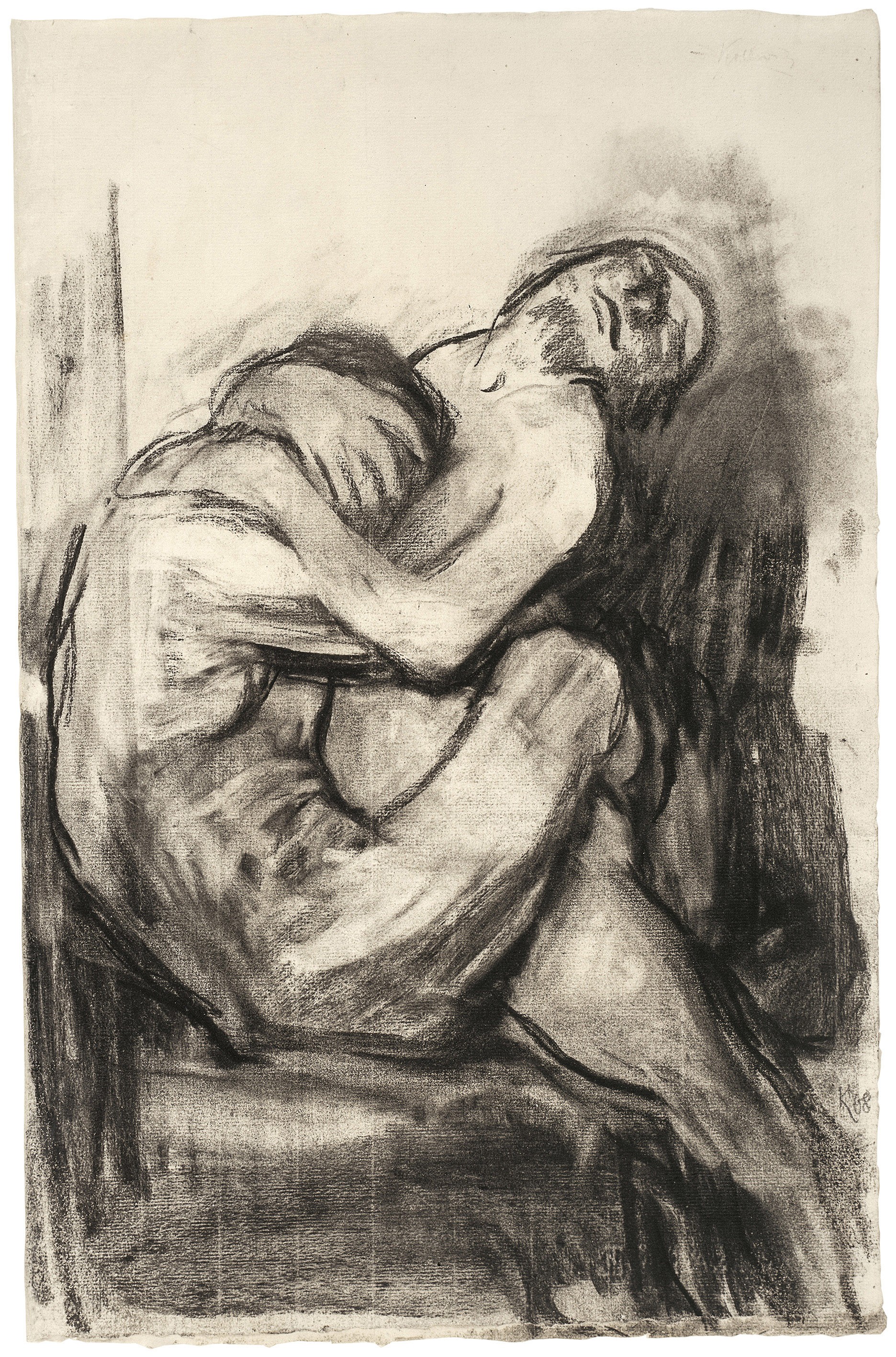 Käthe Kollwitz, Love Scene I, c 1909/10, charcoal on Ingres paper, stumped, 620 x 488 mm, NT 561, Kollwitz Museum Köln, Inv. Nr. 70200/84007.