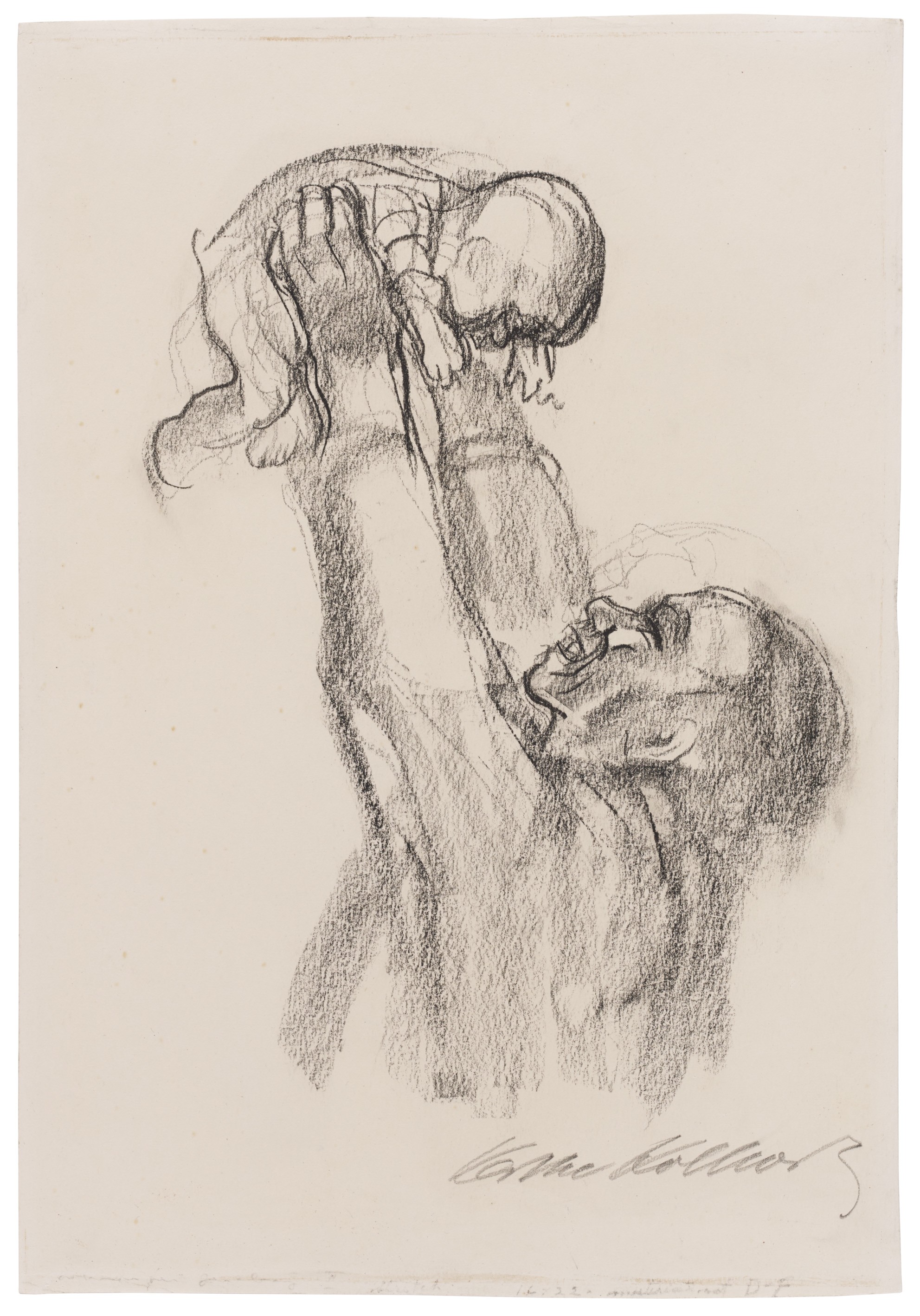 Käthe Kollwitz, Joy of Motherhood, c 1929, charcoal on firm white paper NT (1184a), 324 x 225 mm, NT (1184a), Kollwitz Museum Köln, Inv. Nr. 70200/11013.