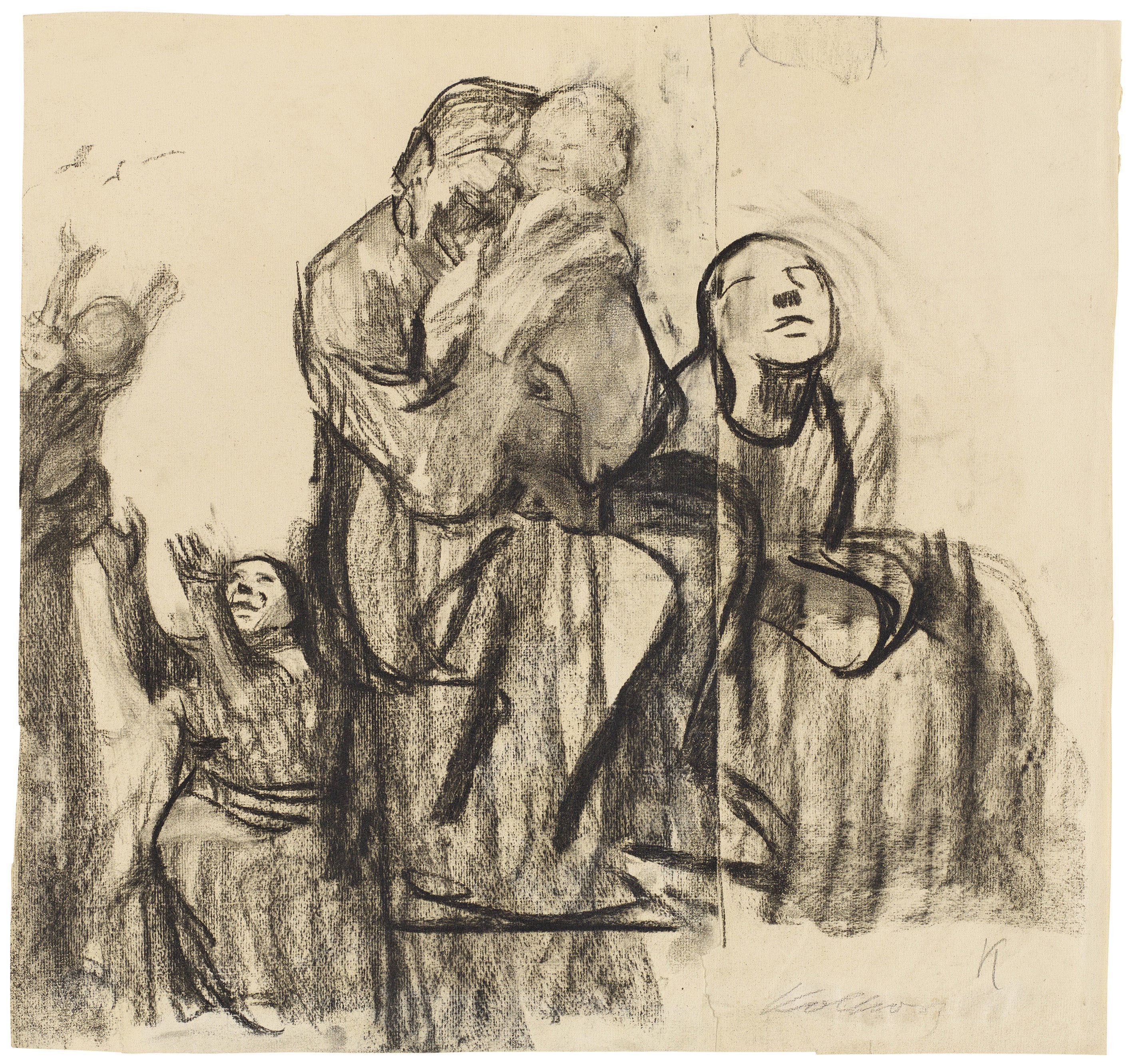 Käthe Kollwitz, Family Group, c 1928, charcoal, stumped, on Ingres paper, 515 x 482 mm, NT 1184, Kollwitz Museum Köln, Inv. Nr. 70200/02030.