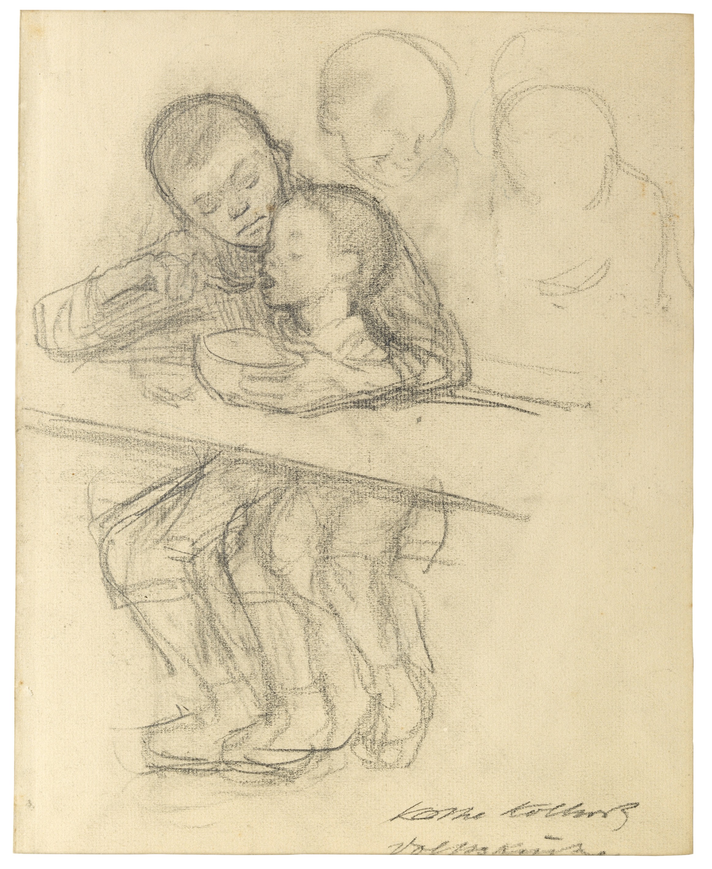 Käthe Kollwitz, Communal Kitchen, 1926–28, black chalk and yellowish Ingres paper, 280 x 229 mm, NT (994a), Kollwitz Museum Köln, Inv. Nr. 70200/10003.