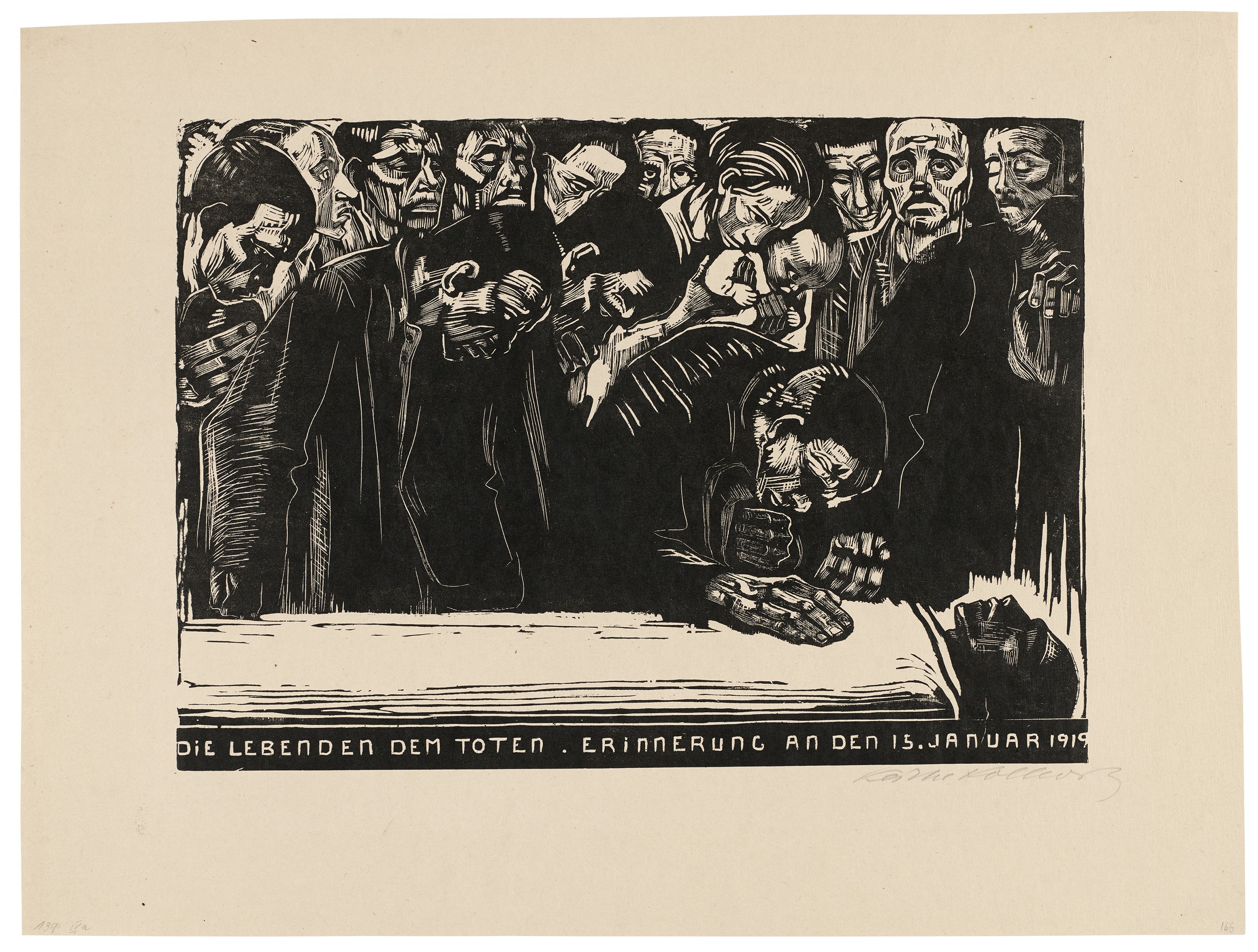 Käthe Kollwitz, In Memoriam Karl Liebknecht, third final version, 1920, woodcut, 355 x 500 mm, Kn 159 VI a, Kollwitz Museum Köln, Inv. Nr. 70300/85024.