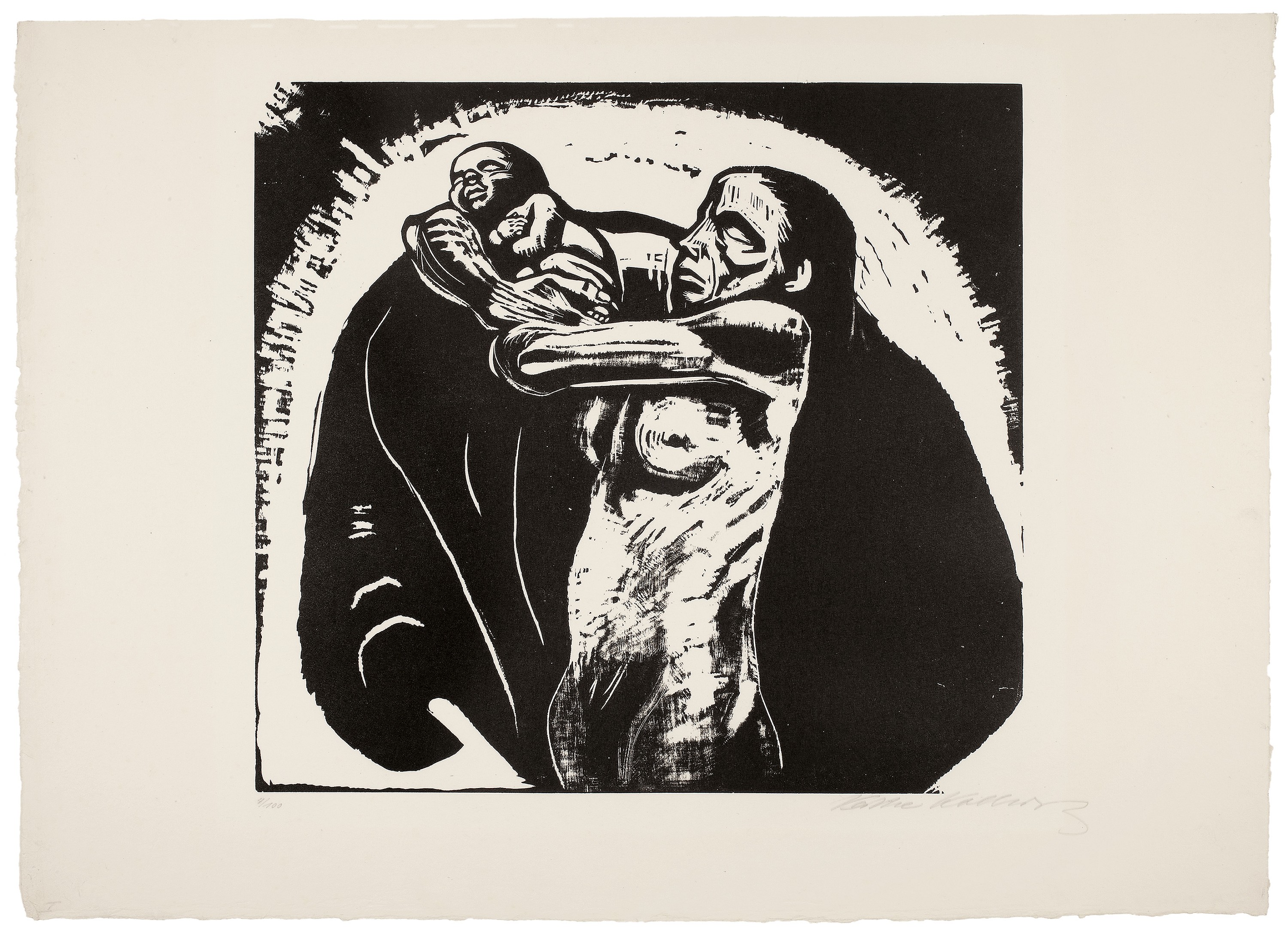 Käthe Kollwitz, The Sacrifice, sheet 1 of the series »War«, 1922, woodcut, 371 x 402 mm, Kn 179 IX b, Kollwitz Museum Köln, Inv. Nr. 70300/92011.