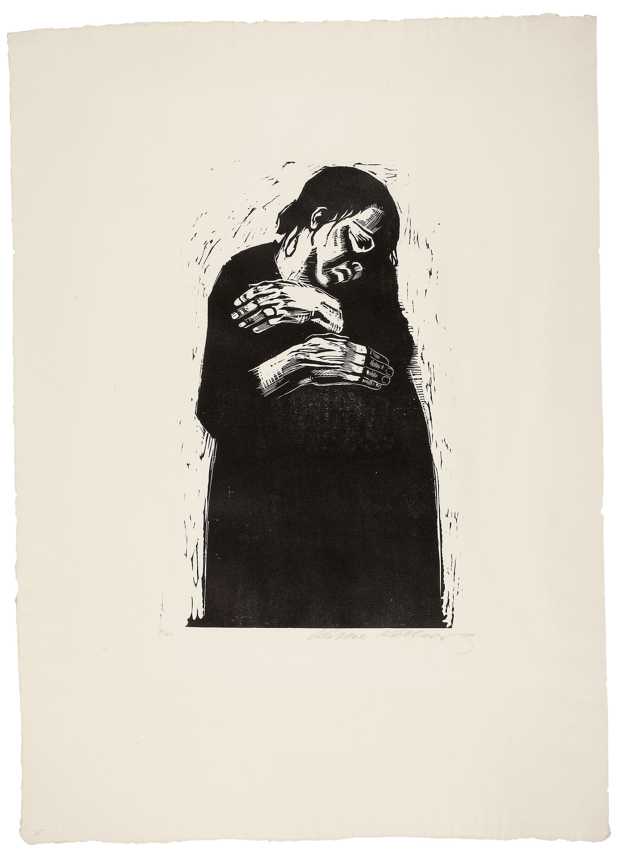 Käthe Kollwitz, The Widow I, sheet 4 of the series »War«, 1921/22, woodcut, 370 x 225 mm, Kn 175 V b, Kollwitz Museum Köln, Inv. Nr. 70300/92014.