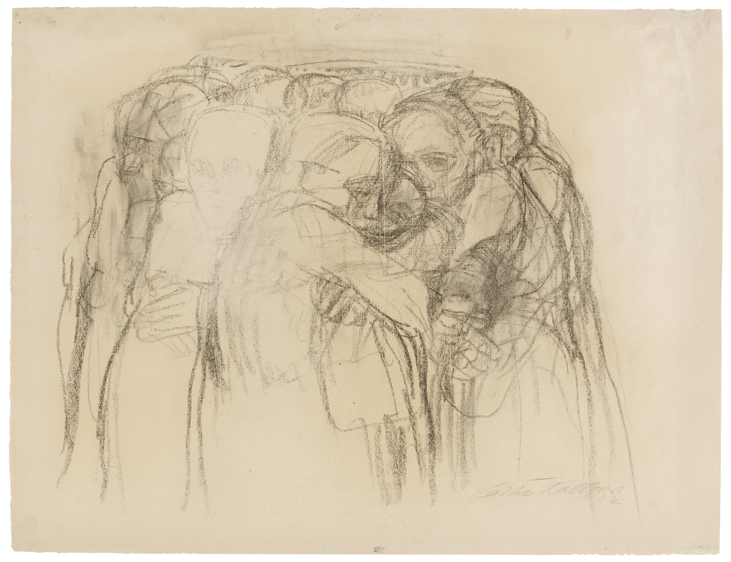 Käthe Kollwitz, The Mothers, 1922, charcoal on brownish laid paper, 446 x 578 mm, NT 857, Kollwitz Museum Köln, Inv. Nr. 70200/83030.