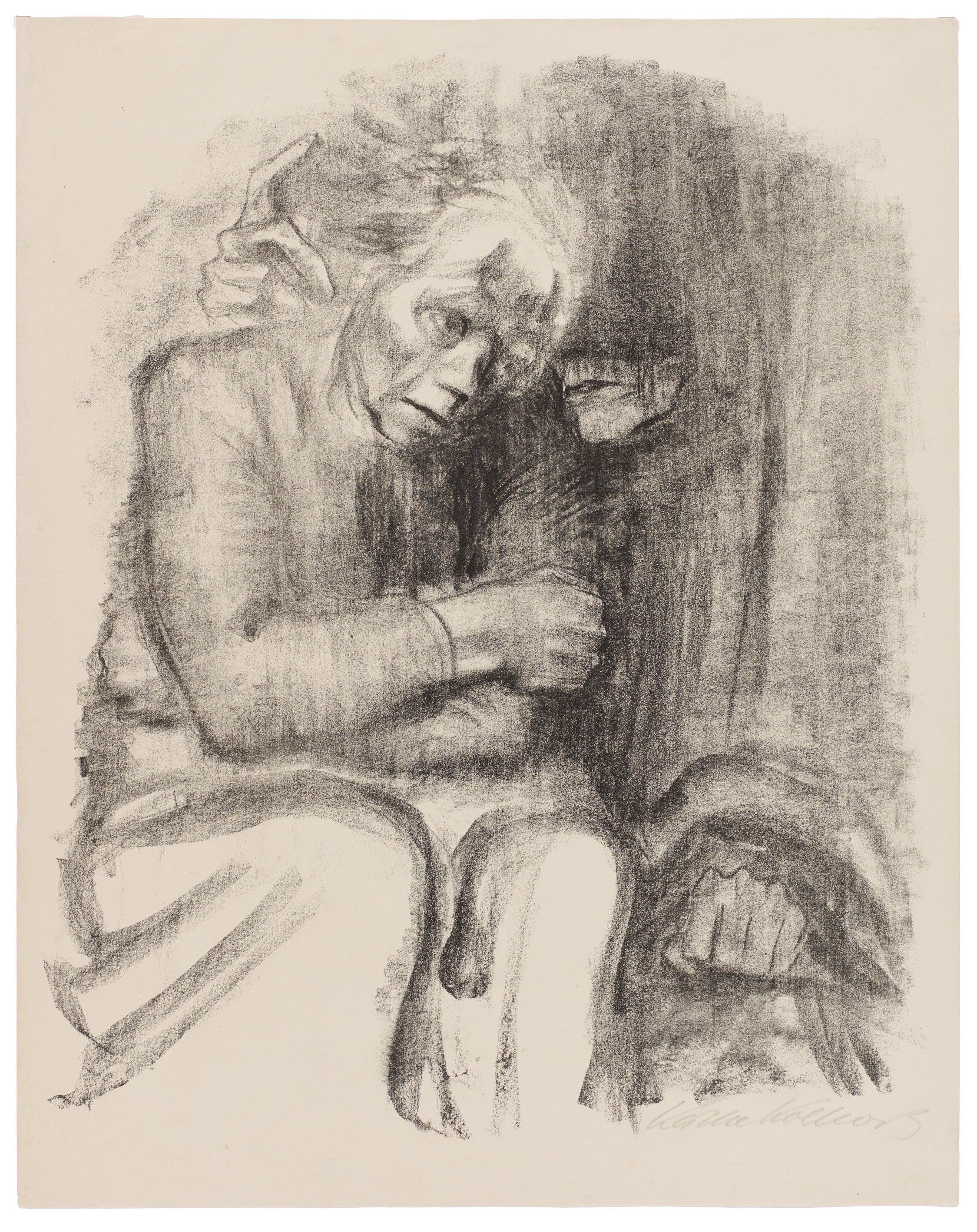 Käthe Kollwitz, Departure and Death, 1923, crayon lithograph (transfer), 535 x 430 mm, Kn 200 II b, Kollwitz Museum Köln, Inv. Nr. 70300/00019.