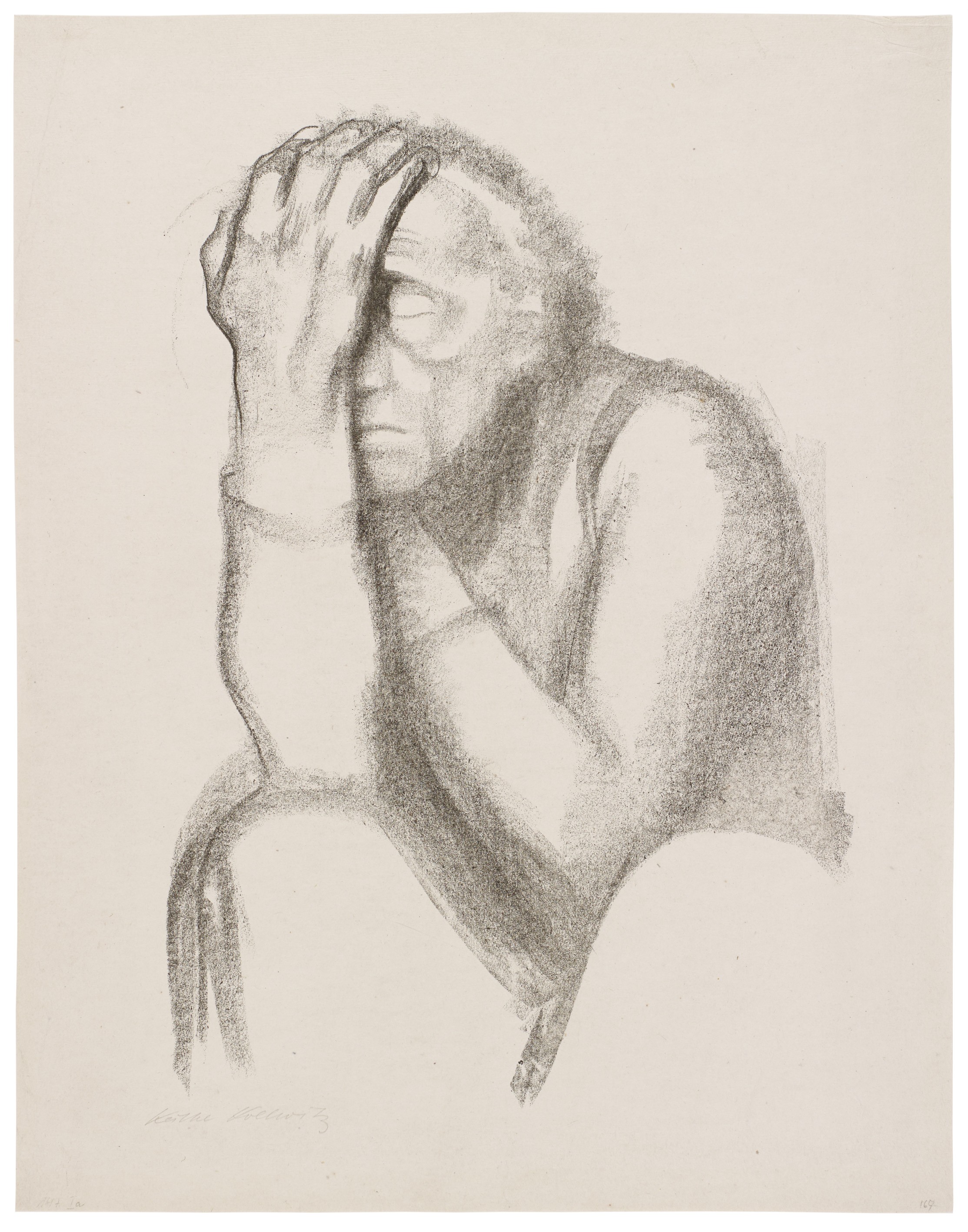 Käthe Kollwitz, Woman Deep in Thought, 1920, lithograph, 540 x 375 mm, Kn 160 I, Kollwitz Museum Köln, Inv. Nr. 70300/99006.
