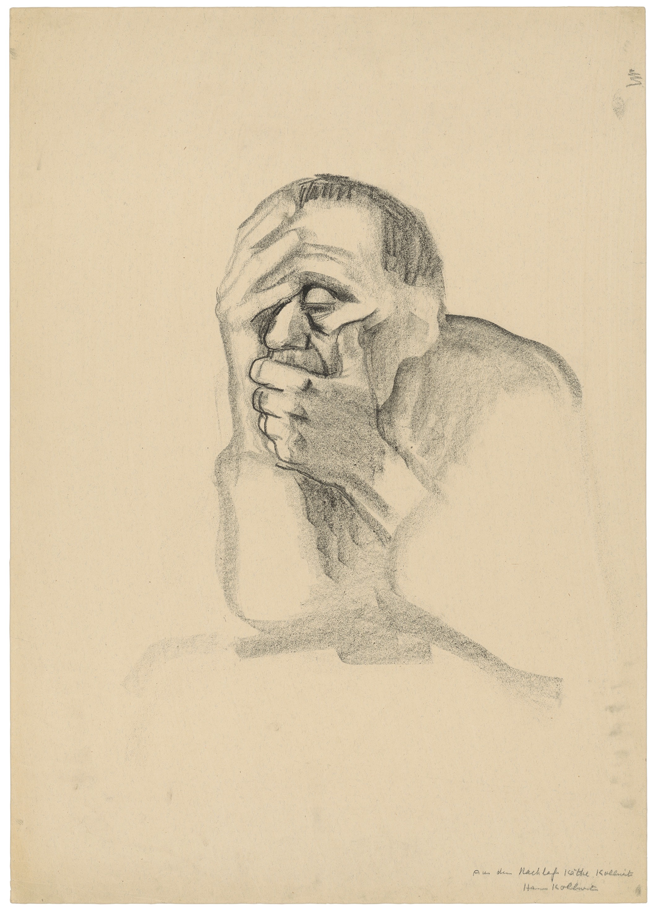 Käthe Kollwitz, Woman Deep in Thought, 1920, black crayon, 701 x 497 mm, NT 867, Kollwitz Museum Köln, Inv. Nr. 70200/83032.