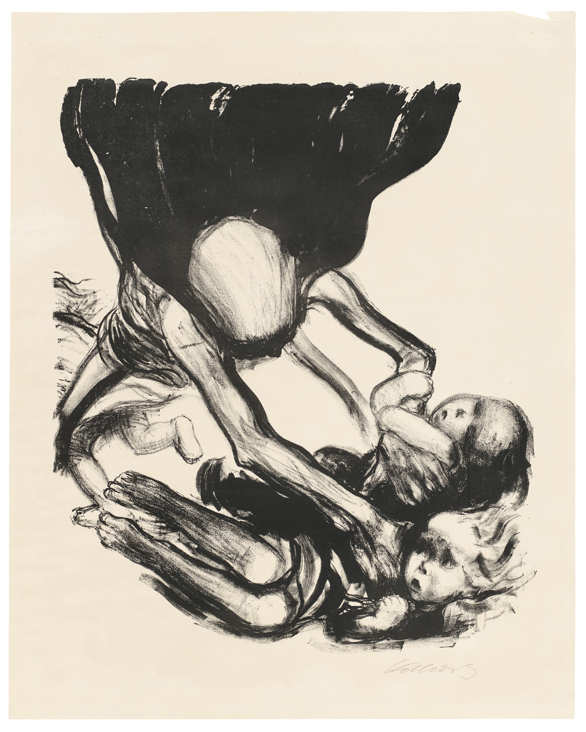 Käthe Kollwitz, Death seizes the Children, sheet 3 of the series »Death«, 1934, crayon lithograph, Kn 266 II b, Kollwitz Museum Köln
