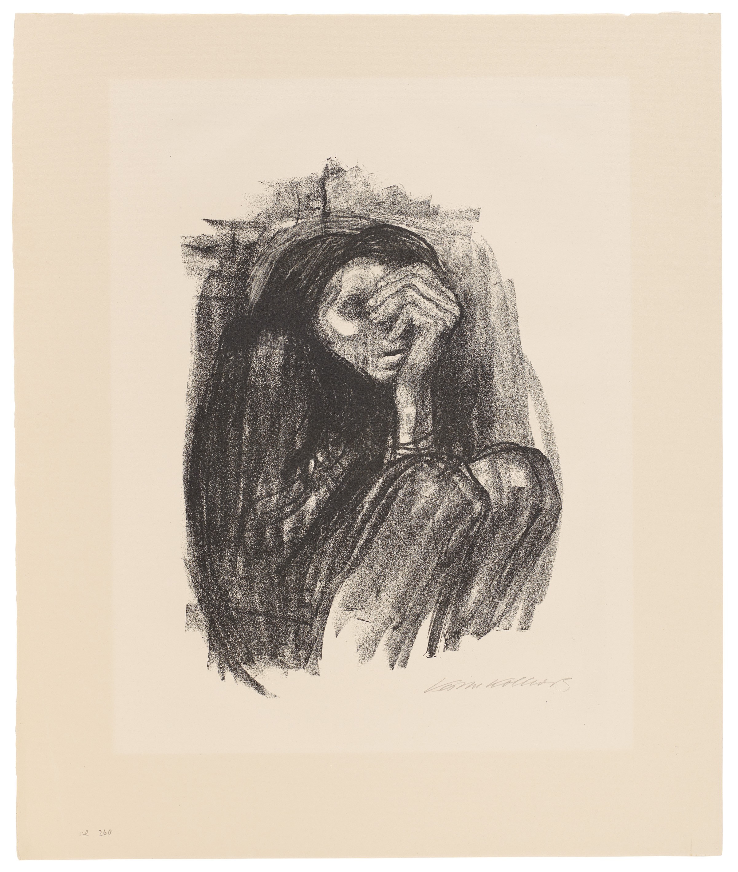 Käthe Kollwitz, Death on the Road, sheet 5 of the series »Death«, 1937, crayon lithograph, 410 x 292 mm, Kn 270 II b, Kollwitz Museum Köln, Inv. Nr. 70300/06007.