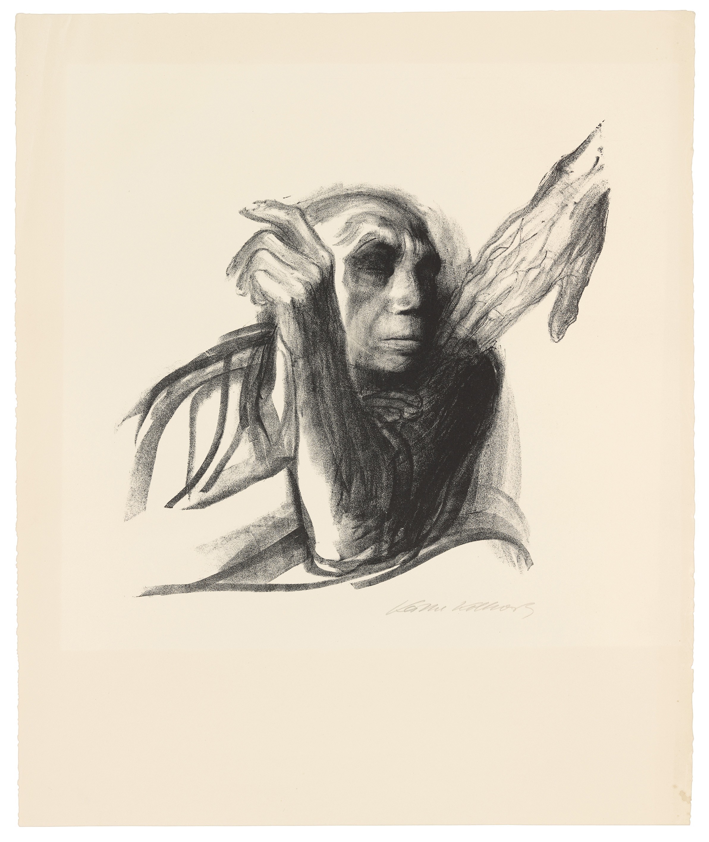 Käthe Kollwitz, Call of Death, sheet 8 of the series »Death«, 1937, crayon lithograph, 380 x 383 mm, Kn 269 b, Kollwitz Museum Köln, Inv. Nr. 70300/02051.