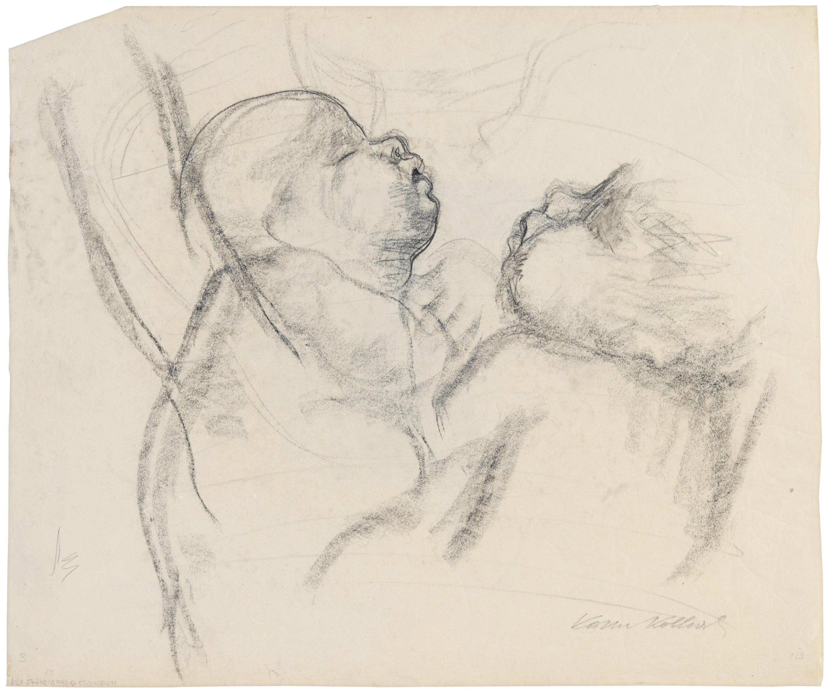 Käthe Kollwitz, The Twins, 1923, chalk on chamois-coloured paper, 508 x 606 mm, NT 999, Kollwitz Museum Köln, Inv. Nr. 70200/83044.