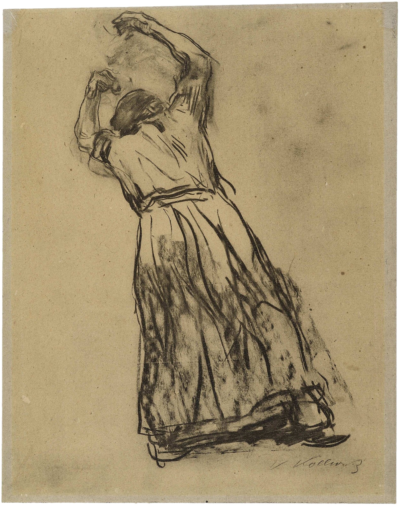 Käthe Kollwitz, Studie zu »Losbruch«, Blatt 5 des Zyklus »Bauernkrieg«, 1902, Blatt 6 aus der »Richter-Mappe«, Lichtdruck 1920, Repro: Kollwitz Museum Köln. Original: Kohle auf graugelbem Karton, 513 x 380 mm, NT 193, Kunsthalle Bremen.
