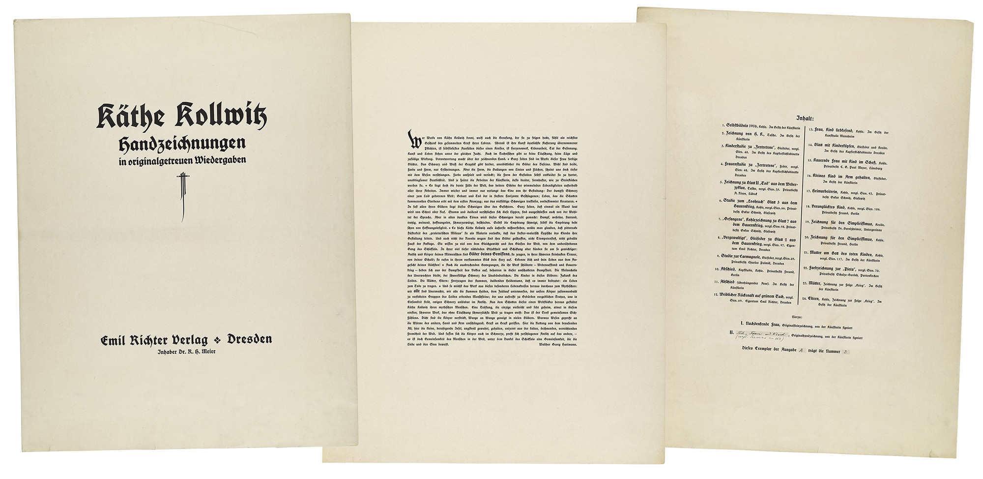 The »Richter Portfolio«: Title, introduction and table of contents. Collage © Kollwitz Museum Köln 2026