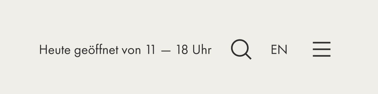 Das Bild zeigt die vier Links Öffnungszeiten, Suche, Englisch, Menü oben auf der Inter-Seite 