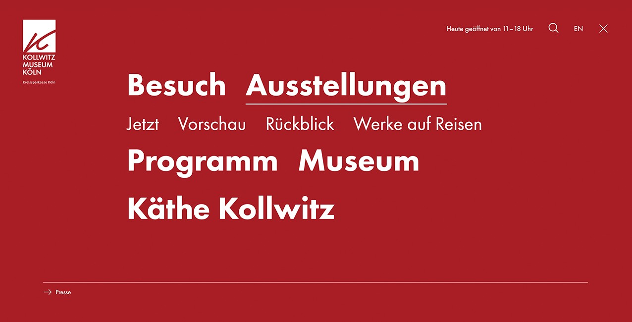 Das Bild zeigt die Links zu den Themen der Internet-Seite im Menu