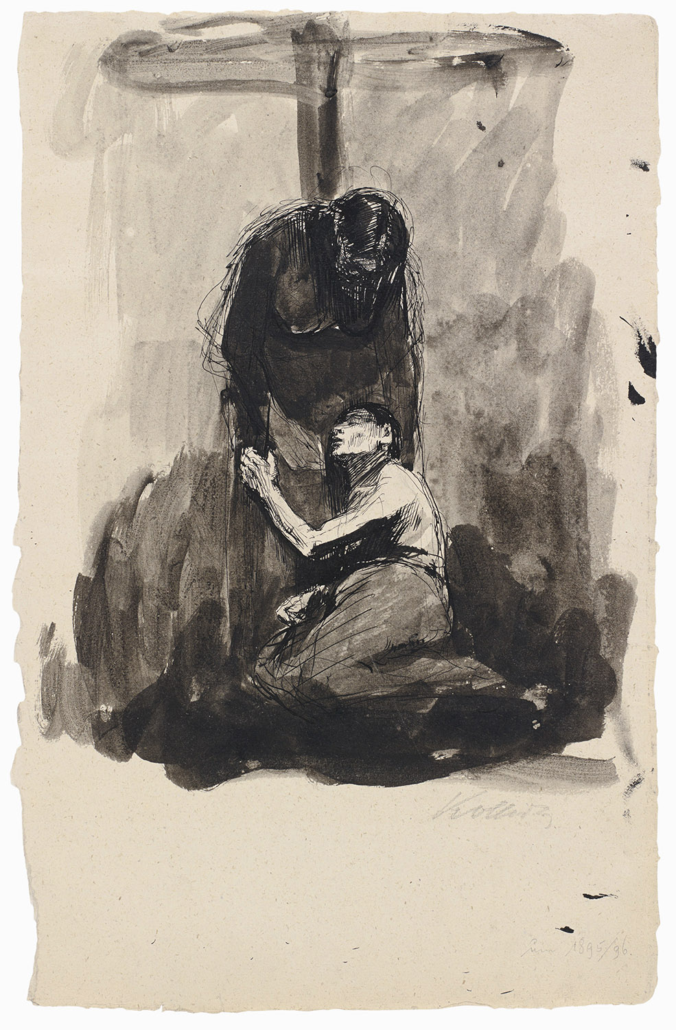 Käthe Kollwitz, Frauenschicksal (Martyrium der Frau), um 1889, Feder und Pinsel in Tusche, laviert, auf Bütten, NT (17a) © Käthe Kollwitz Museum Köln