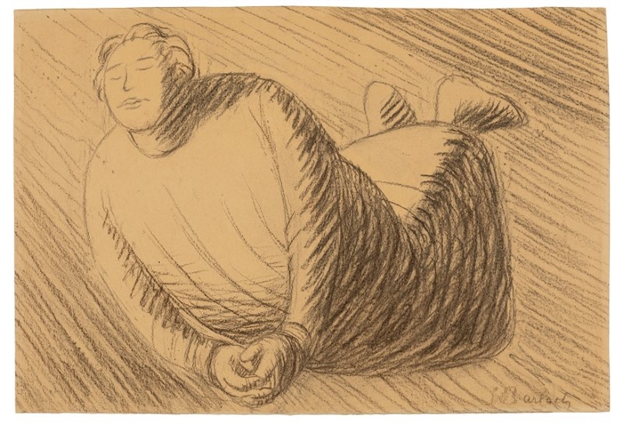 Ernst Barlach, Schwebender, 1912, Kohle auf Zeichenpapier, 26,5 x 39 cm, Ernst Barlach Haus, Hamburg