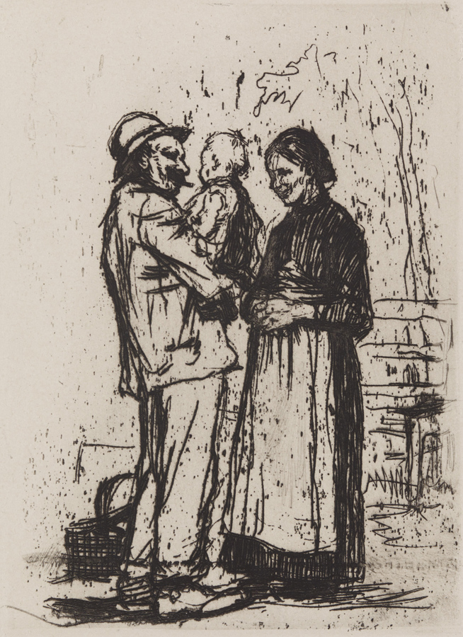 Käthe Kollwitz, Begrüßung, 1892, Strichätzung und Kaltnadel, Kn 13 I, Kölner Kollwitz Sammlung © Käthe Kollwitz Museum Köln 