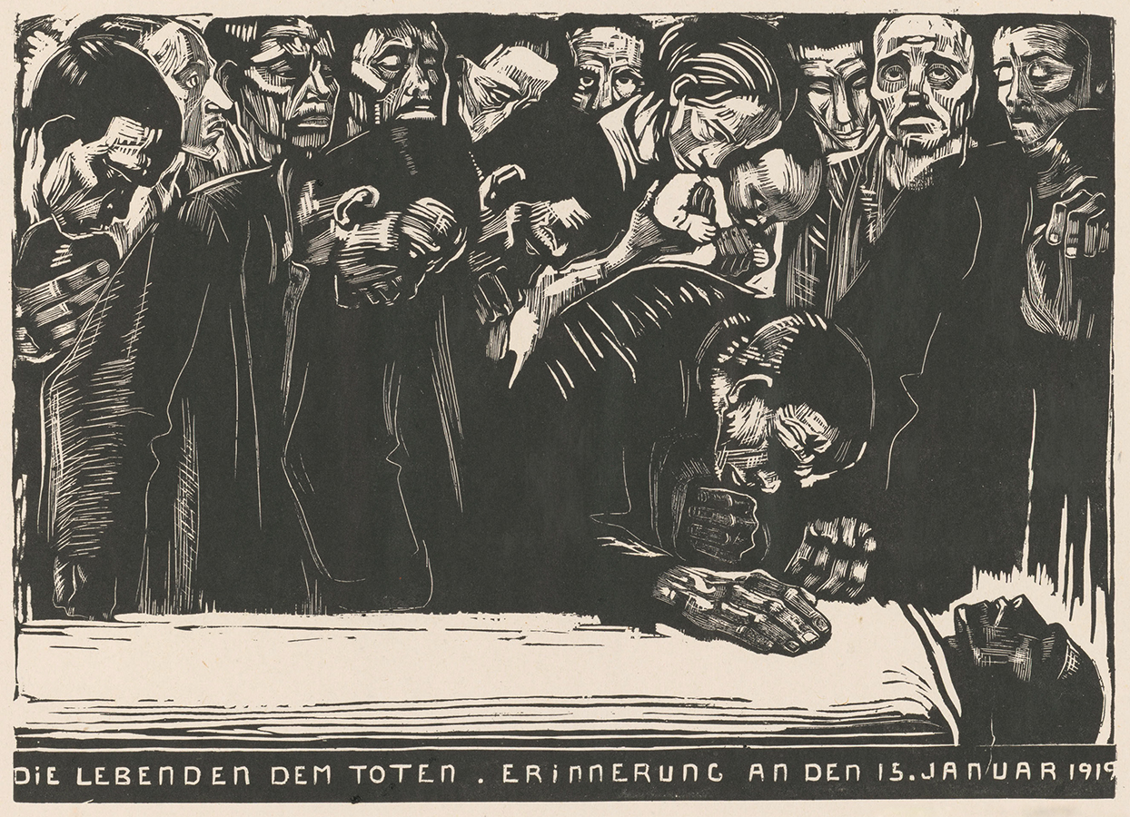 Käthe Kollwitz, Gedenkblatt für Karl Liebknecht, Dritte endgültige Fassung, 1920, Holzschnitt, Kn 159, Kölner Kollwitz Sammlung © Käthe Kollwitz Museum Köln