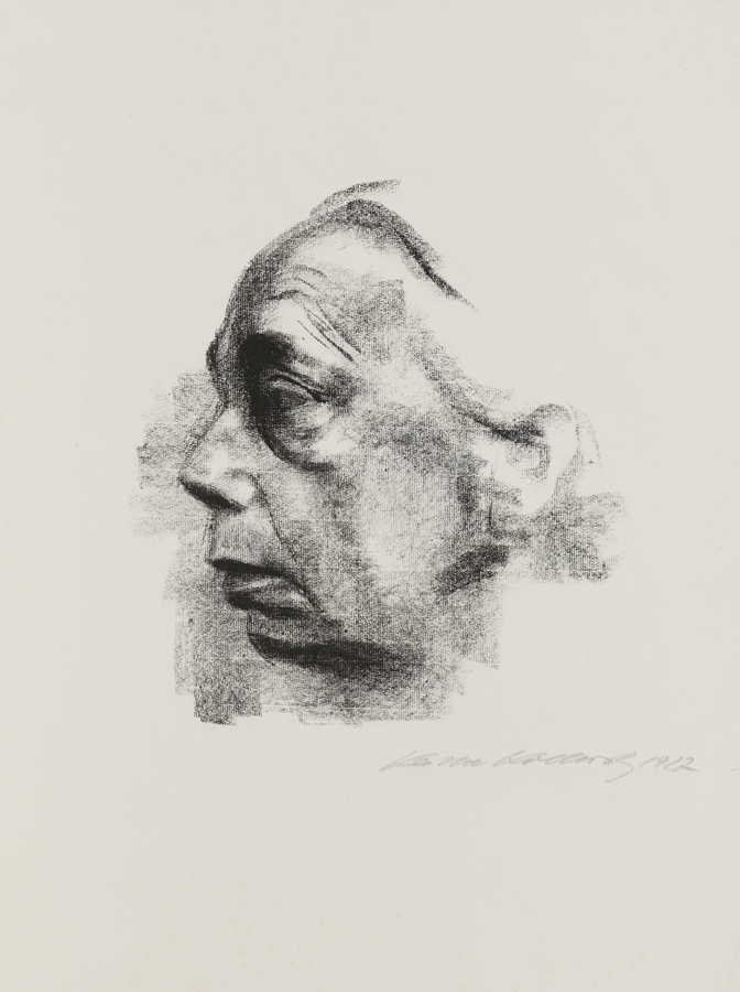 Käthe Kollwitz, Selbstbildnis im Profil, 1927, Kreidelithographie, Kn 235 b, Kölner Kollwitz Sammlung © Käthe Kollwitz Museum Köln 