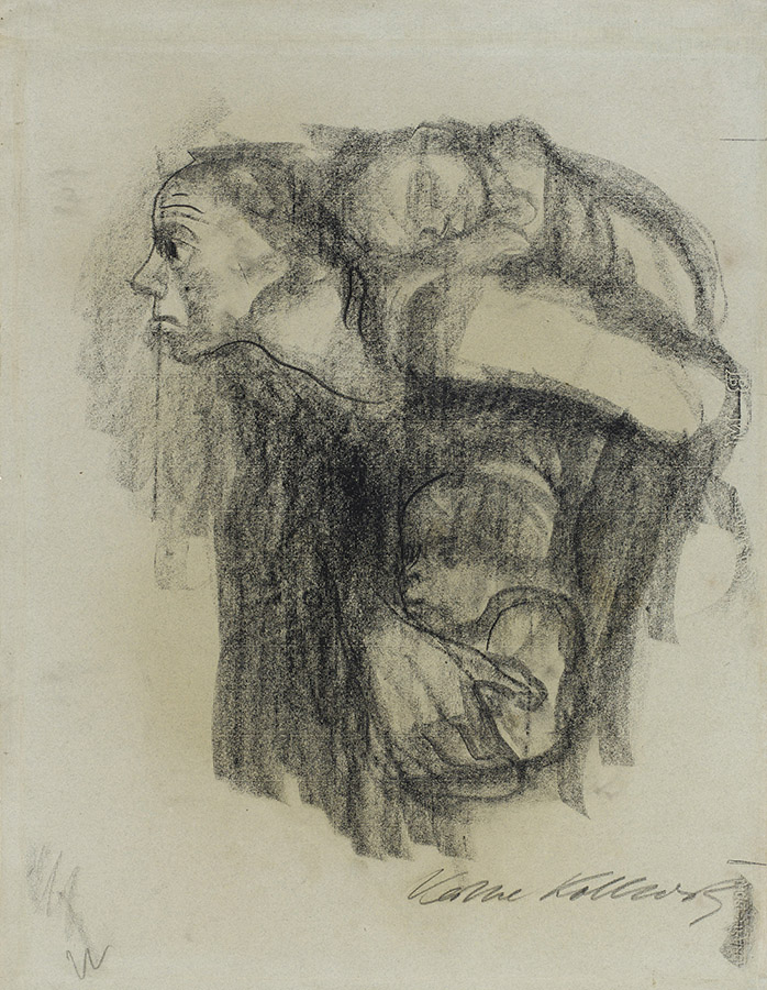 Käthe Kollwitz, Mutter mit Kind auf dem Rücken, 1925/26, Kohle, NT 1018, Kölner Kollwitz Sammlung © Käthe Kollwitz Museum Köln