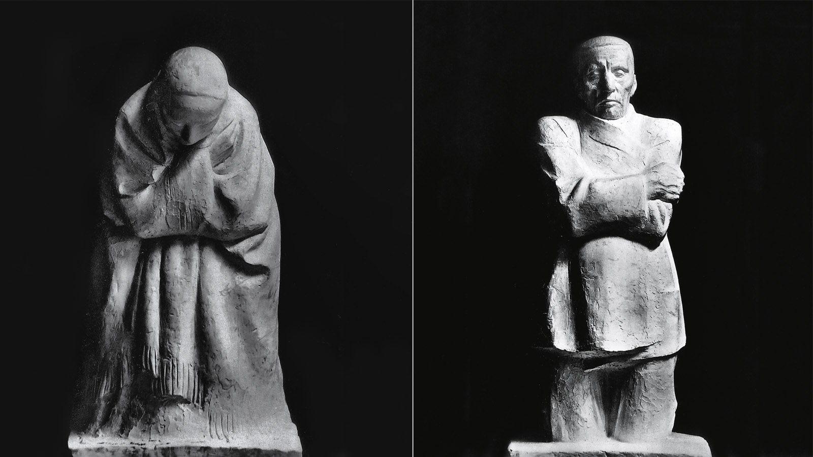 Käthe Kollwitz, La Mère (1926-32), Le Père (1928-32), plâtre, 3e version, détruite en 1945 © Landesarchiv, Berlin