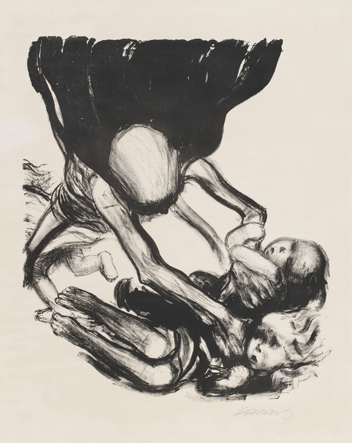 Käthe Kollwitz, La Mort s’empare des enfants, planche 3 de la série Mort, 1934, lithographie au crayon et au pinceau, Kn 266, collection Kollwitz de Cologne © Käthe Kollwitz Museum Köln