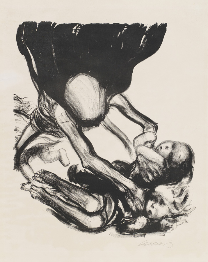 Käthe Kollwitz, Käthe Kollwitz, Tod greift in Kinderschar, Blatt 3 der Folge »Tod«, 1934, Kreidelithographie, Kn 266 II b, Kölner Kollwitz Sammlung © Käthe Kollwitz Museum Köln